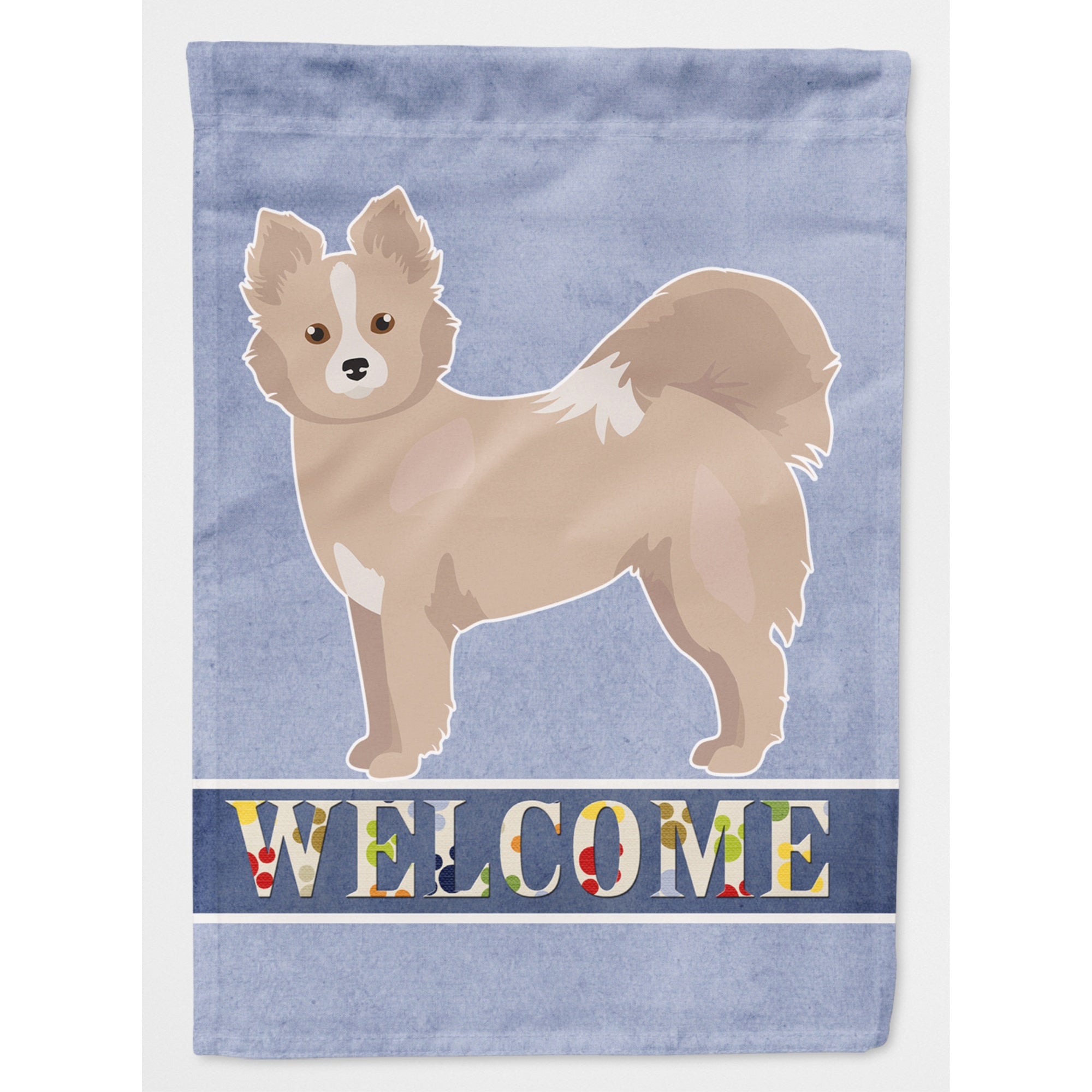 Tan Pomchi Welcome Flag Canvas House Size