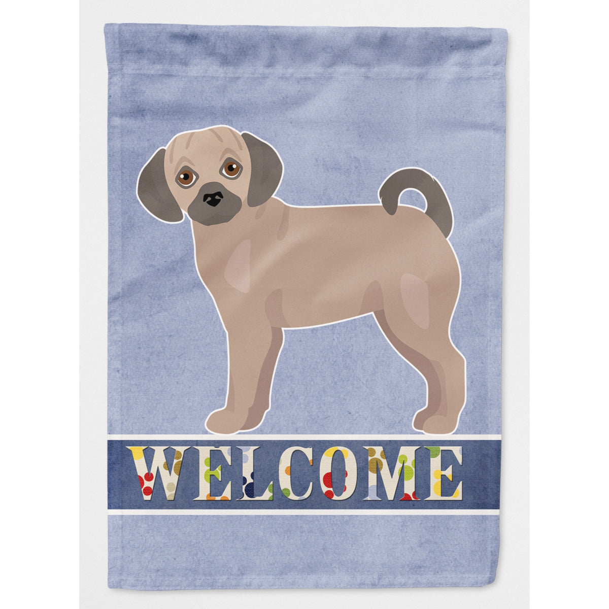 Fawn Puggle Welcome Flag Canvas House Size