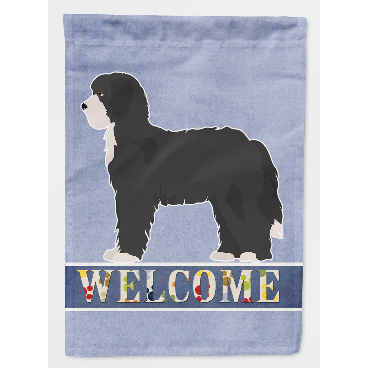 Black Sheepadoodle Welcome Flag Canvas House Size