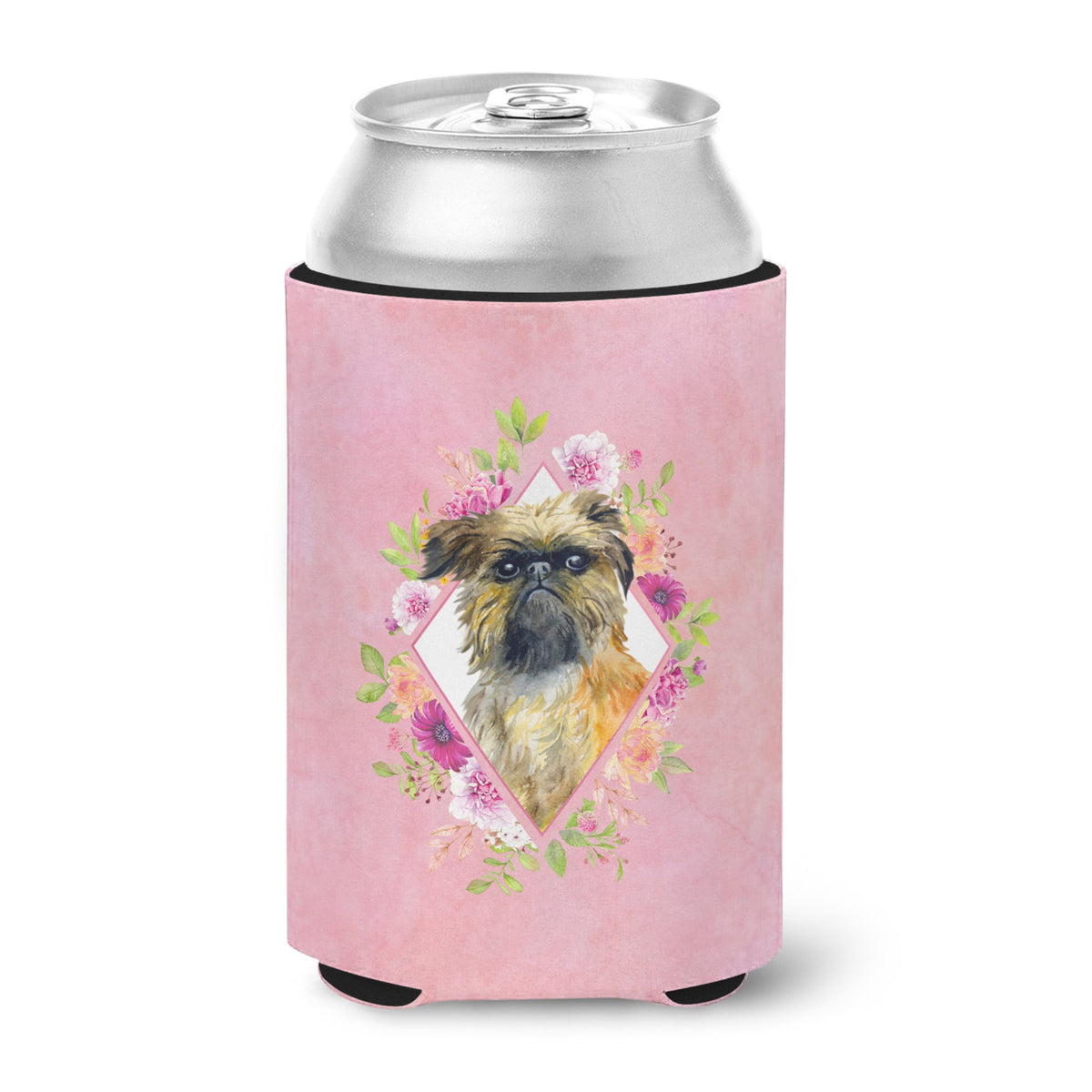 Brussels Griffon Pink Flowers Can Or Bottle Hugger