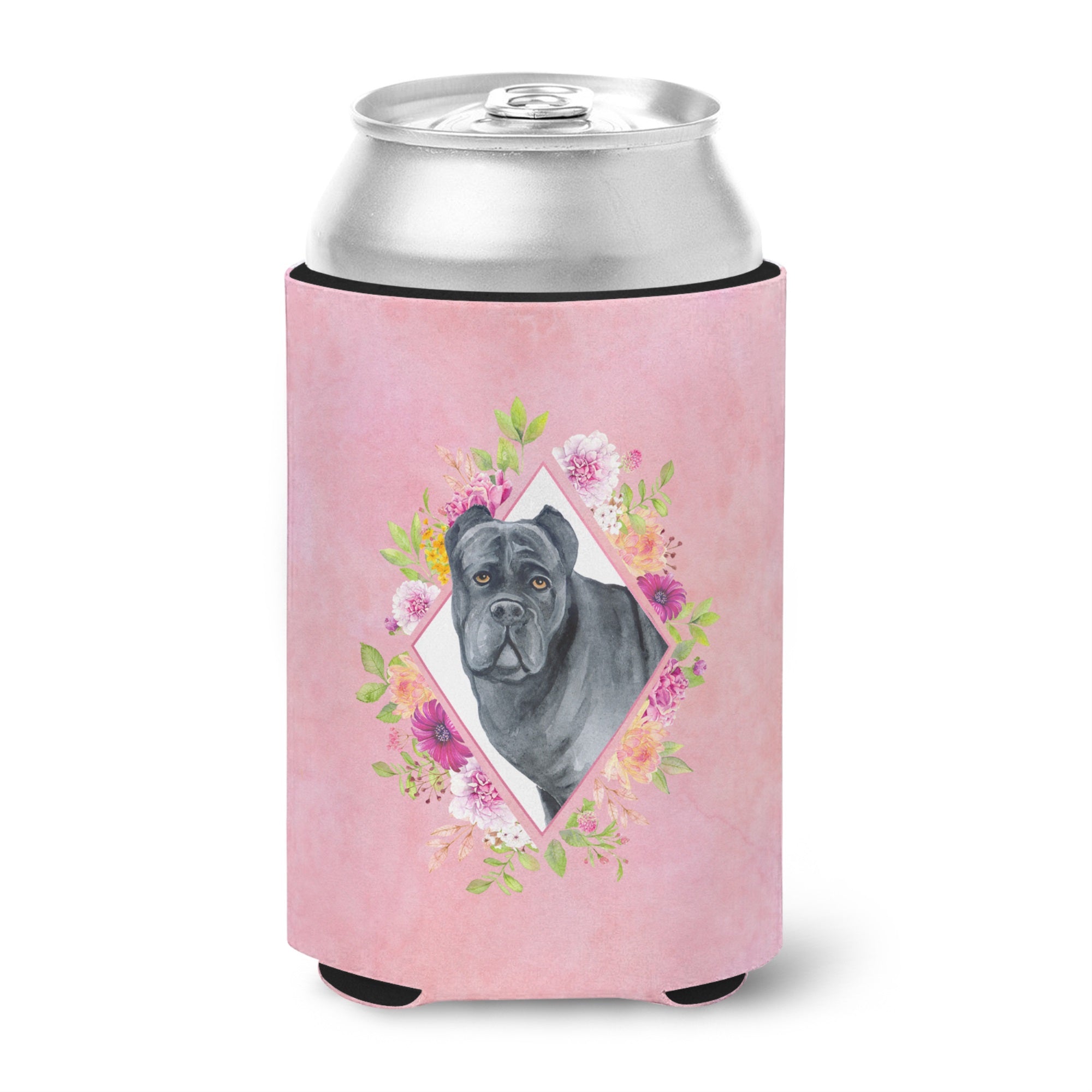 Cane Corso Pink Flowers Can Or Bottle Hugger