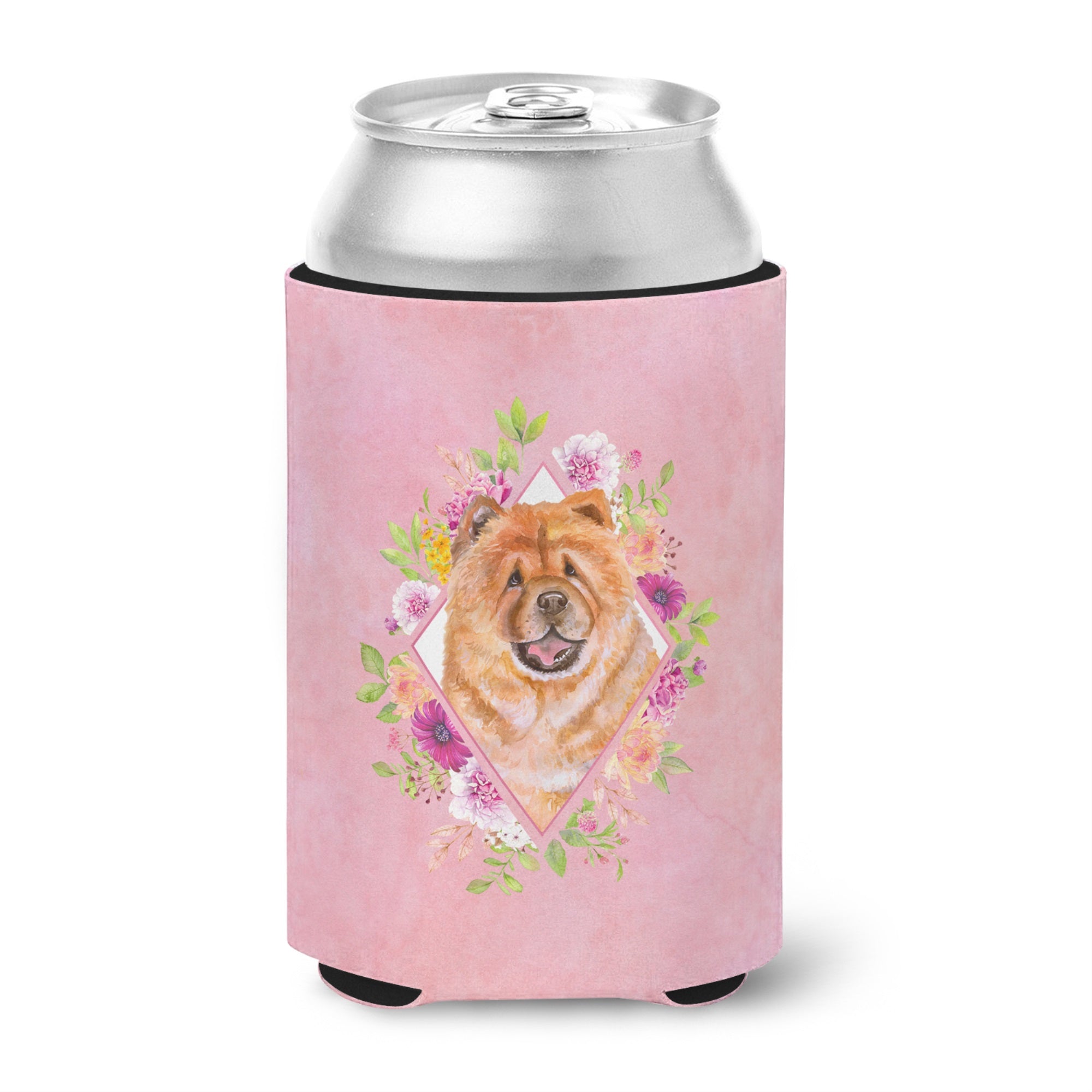 Chow Chow #1 Pink Flowers Can Or Bottle Hugger