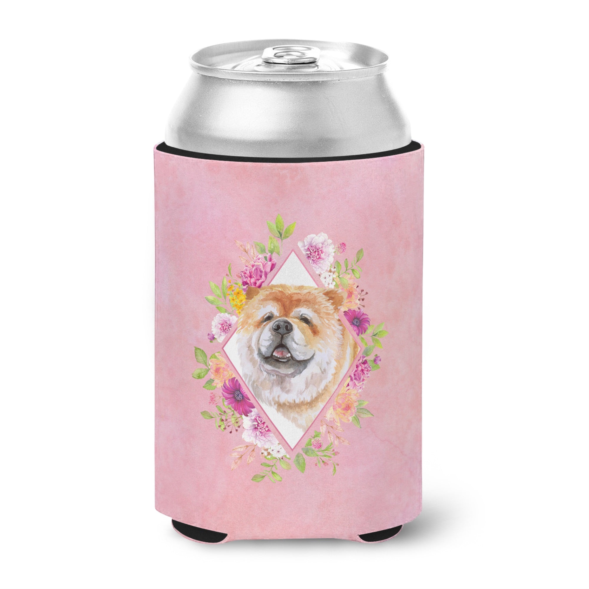 Chow Chow #2 Pink Flowers Can Or Bottle Hugger