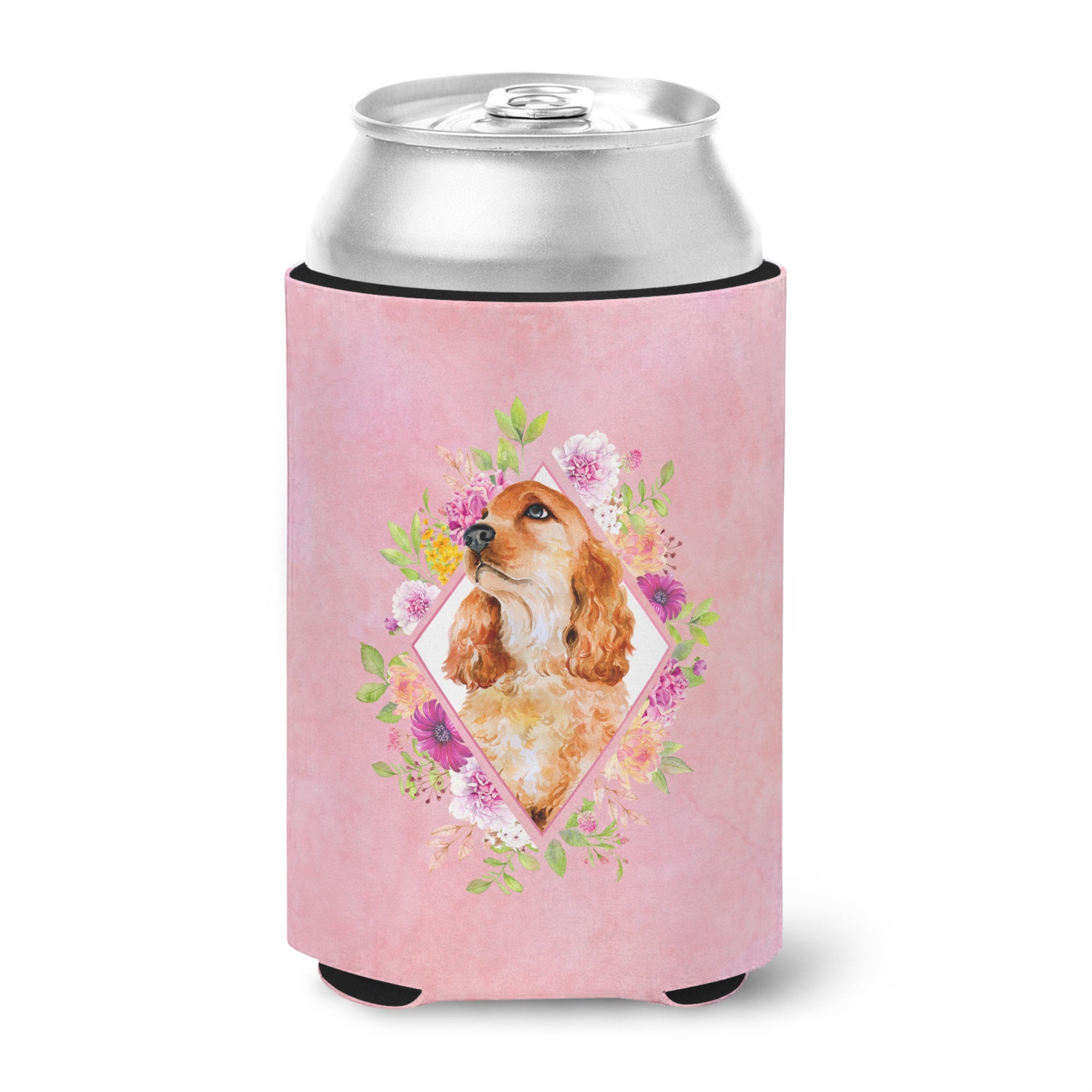 Cocker Spaniel #2 Pink Flowers Can Or Bottle Hugger