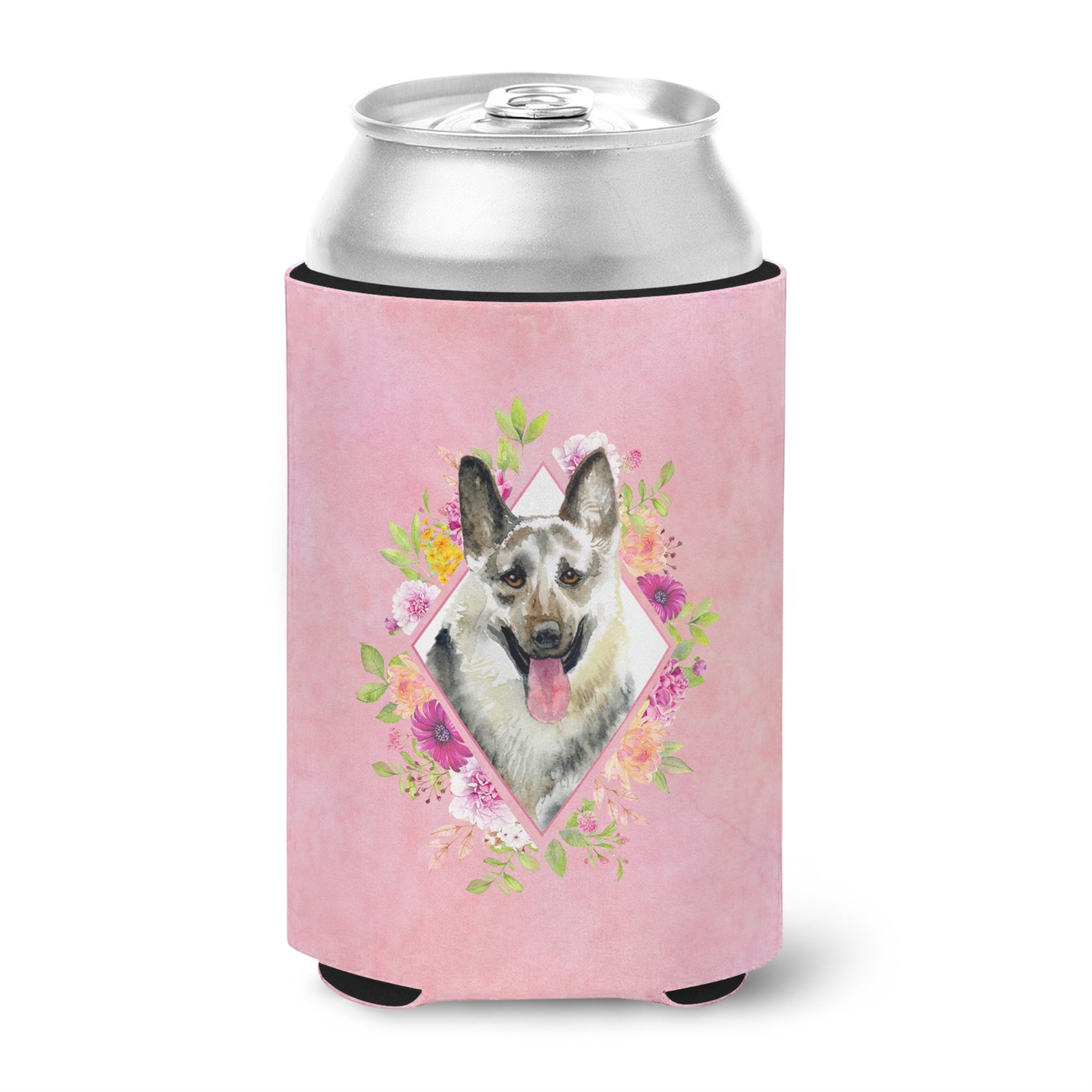 Eastern German Shepherd Pink Flowers Can Or Bottle Hugger