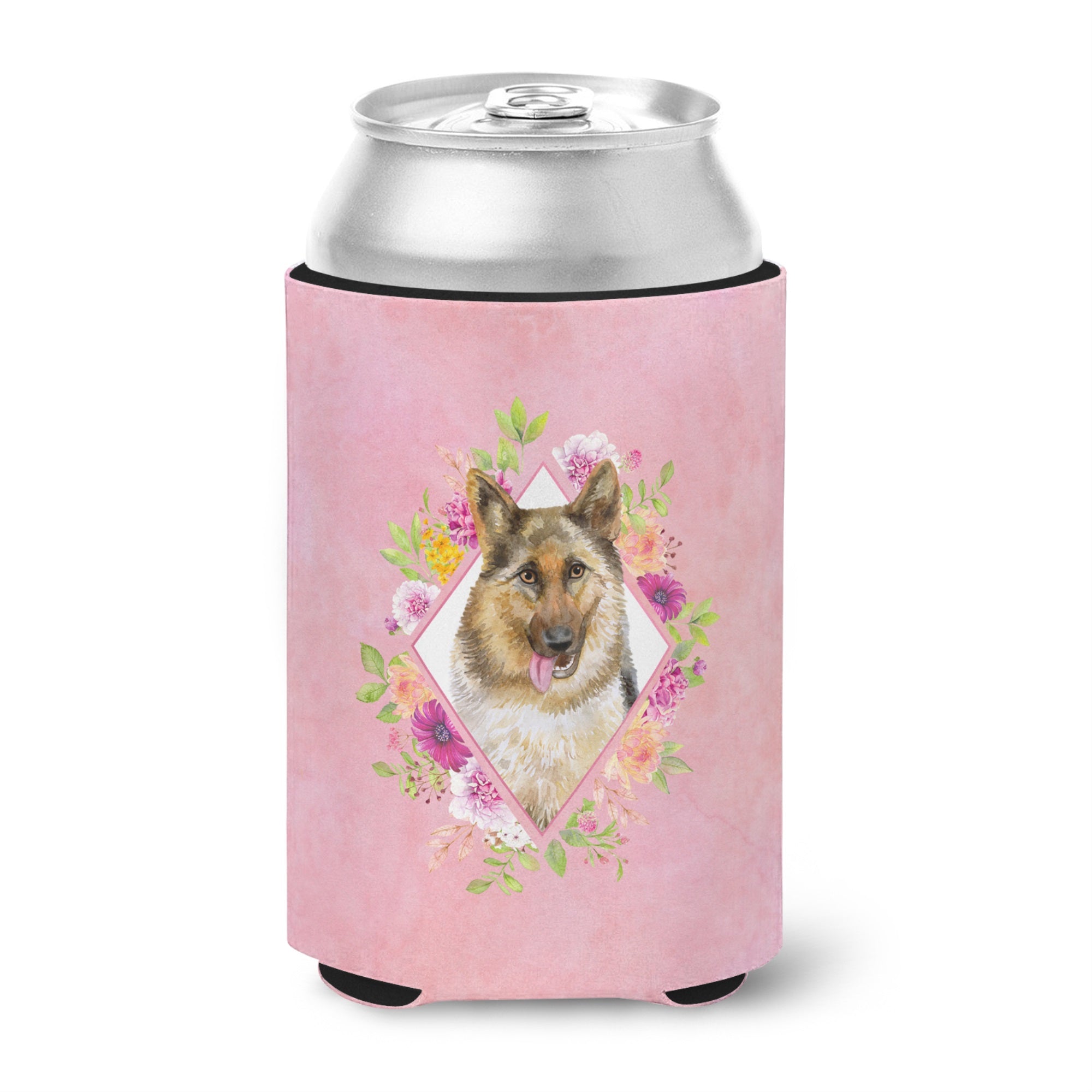 German Shepherd #1 Pink Flowers Can Or Bottle Hugger