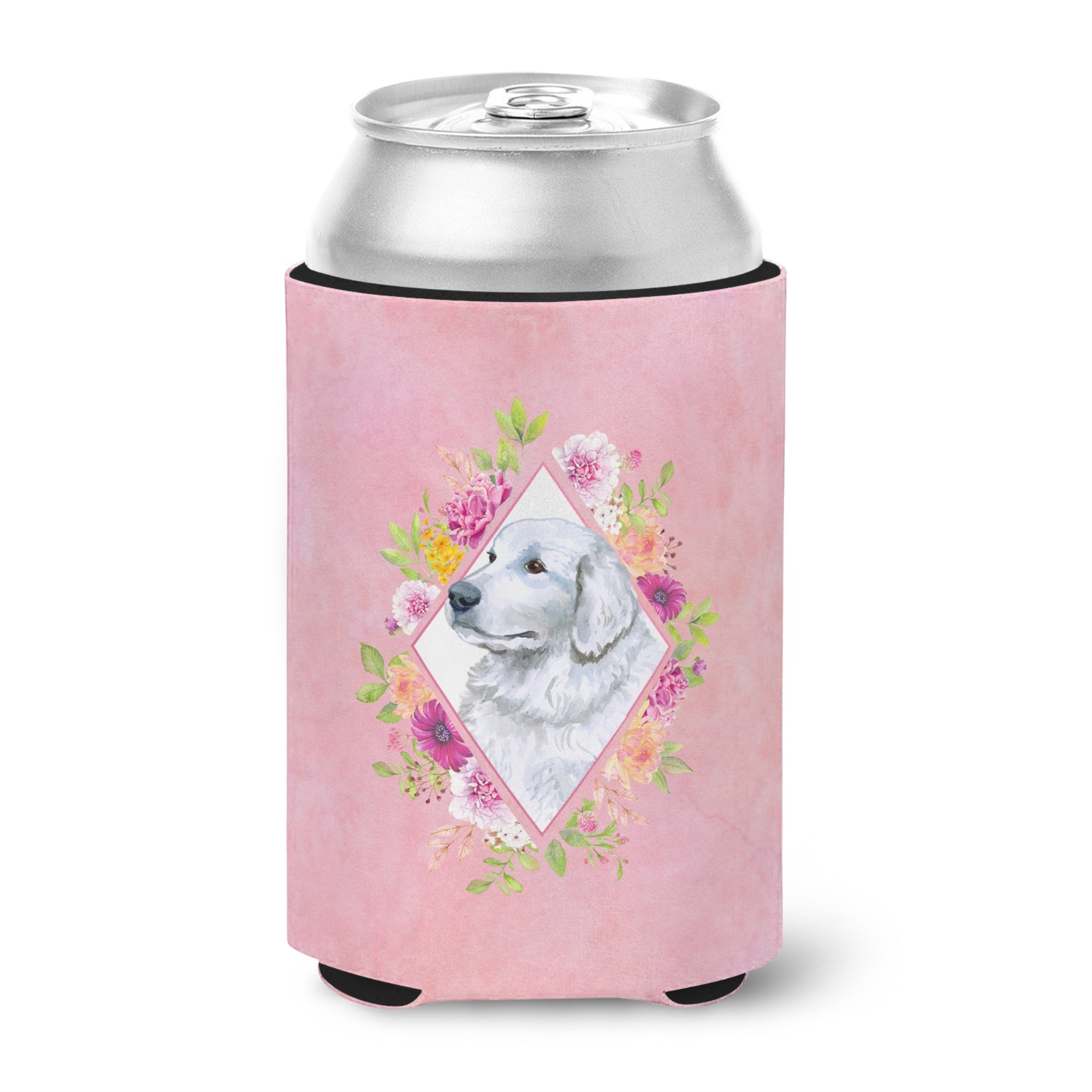 Great Pyrenees Pink Flowers Can Or Bottle Hugger