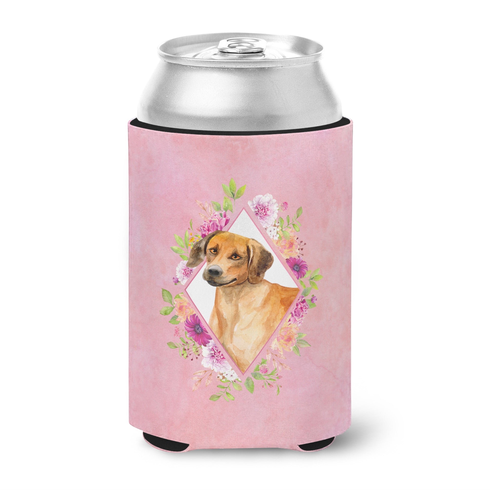 Rhodesian Ridgeback Pink Flowers Can Or Bottle Hugger