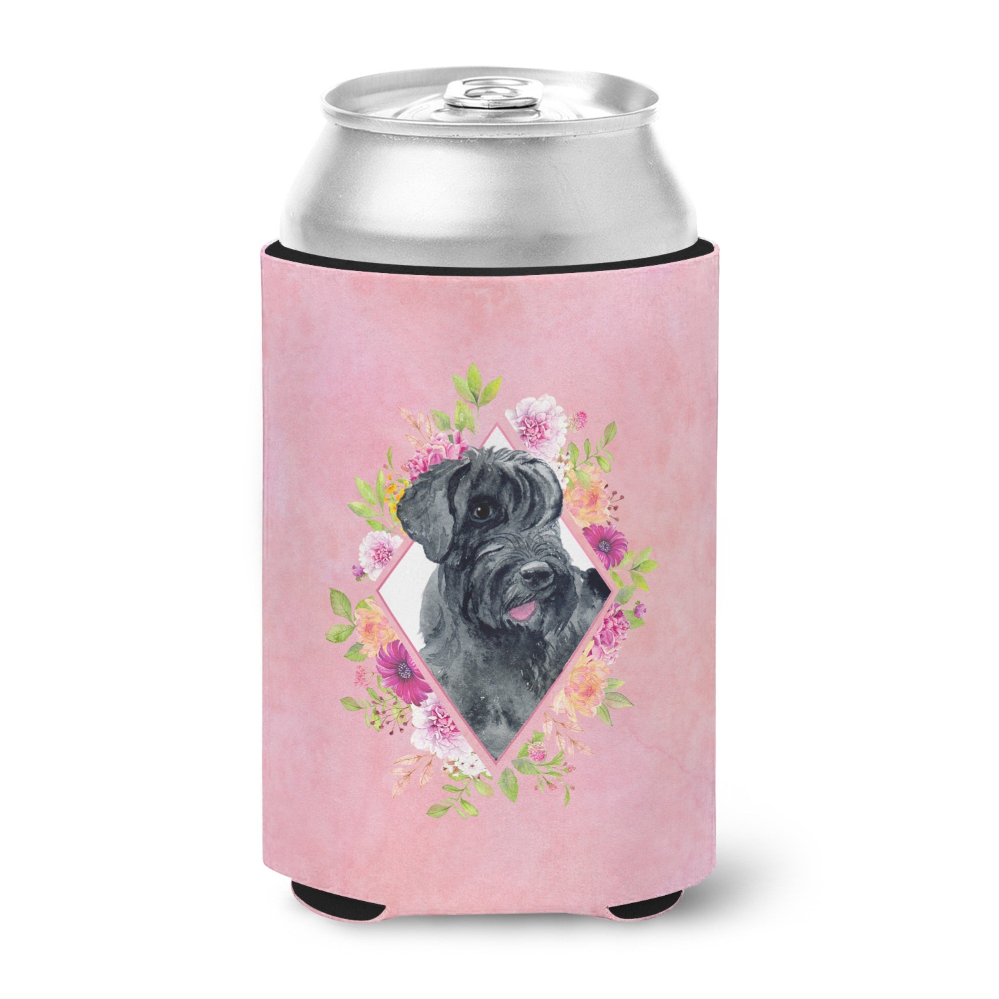 Giant Schnauzer Pink Flowers Can Or Bottle Hugger
