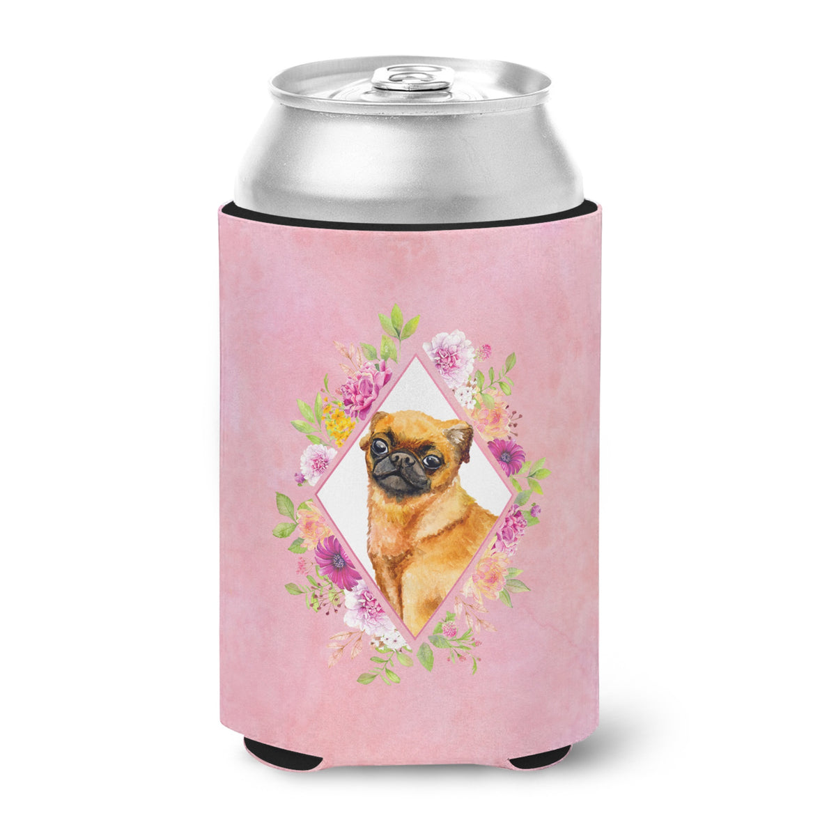Brabant Griffon Pink Flowers Can Or Bottle Hugger