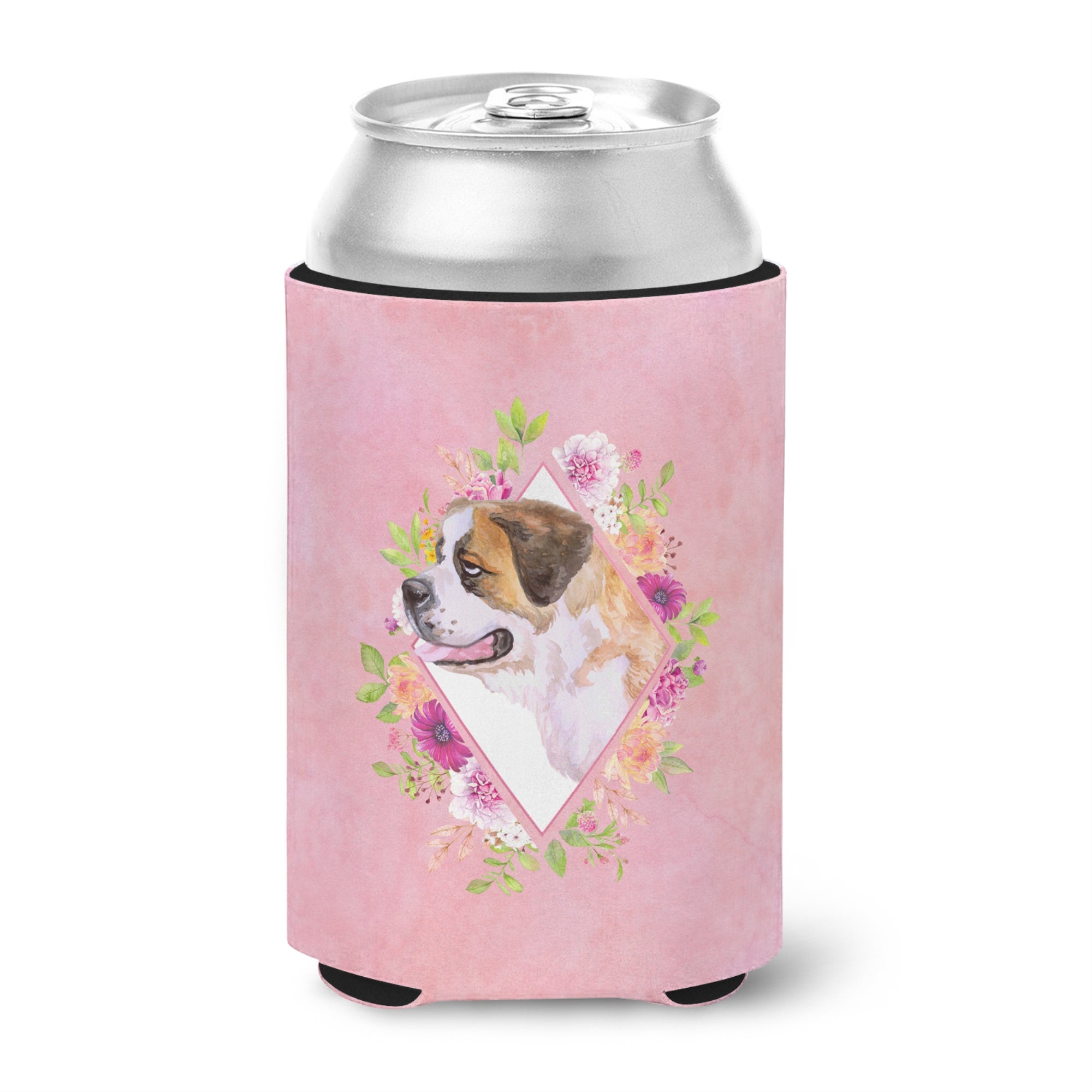 Saint Bernard #1 Pink Flowers Can Or Bottle Hugger
