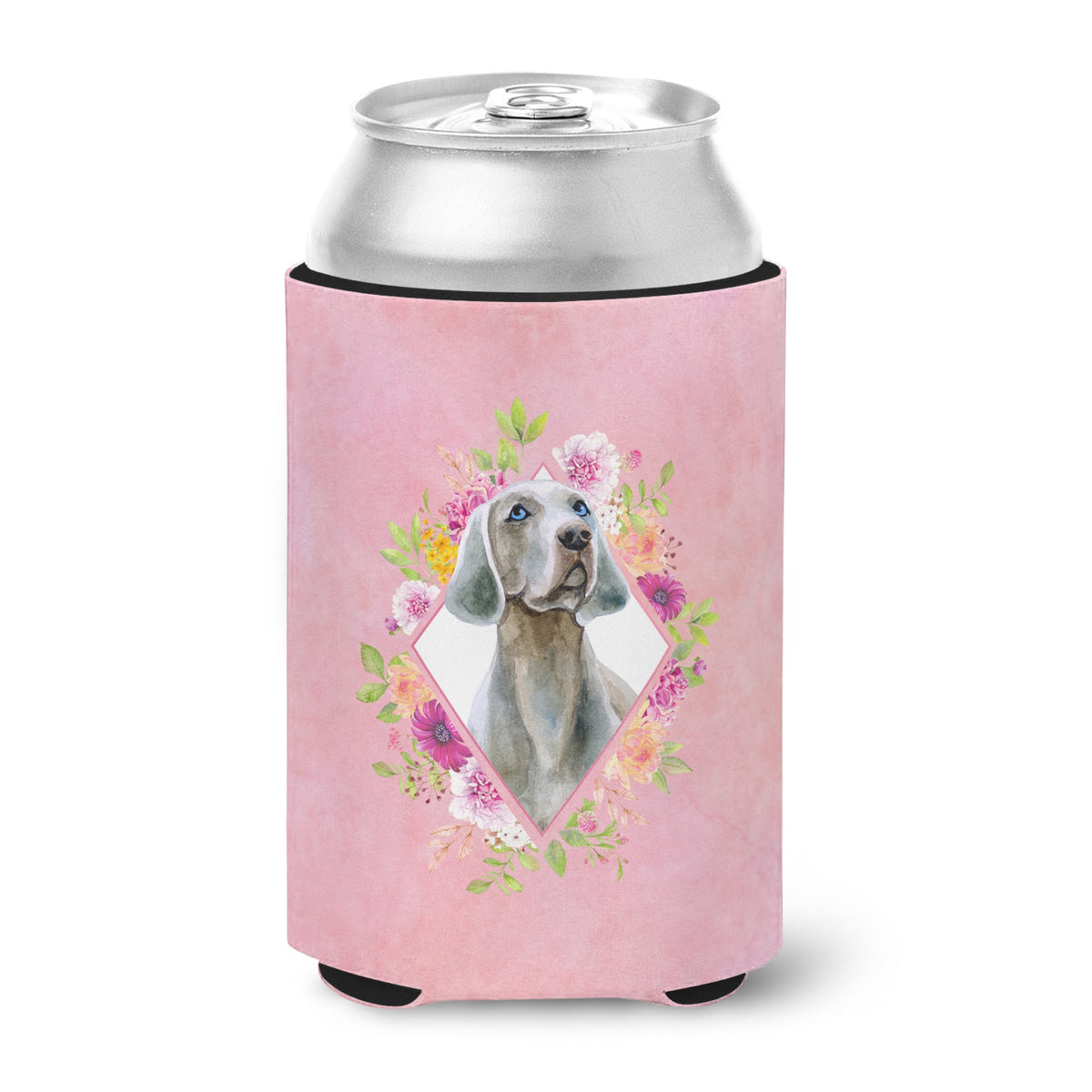 Weimaraner Pink Flowers Can Or Bottle Hugger
