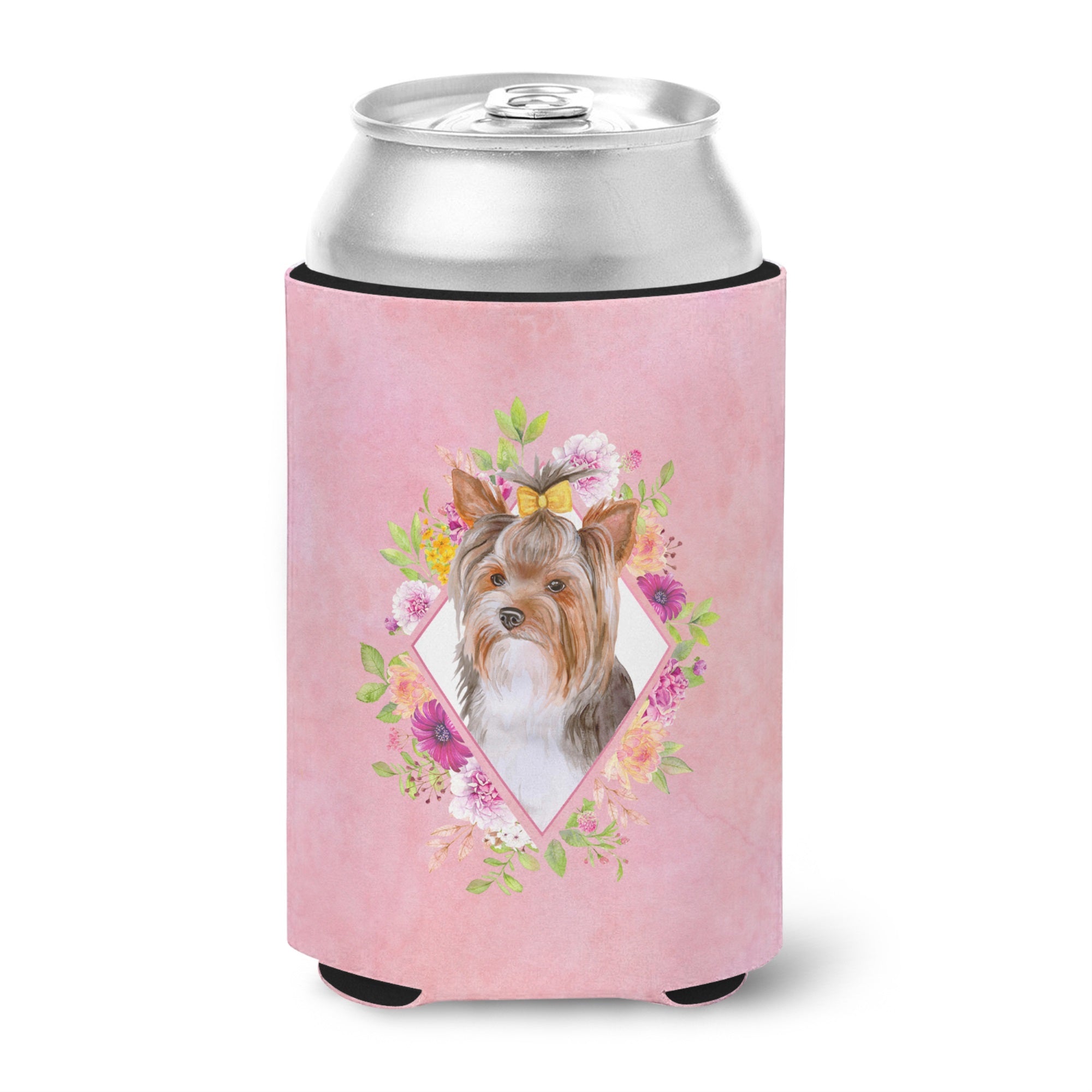 Yorkshire Terrier #1 Pink Flowers Can Or Bottle Hugger