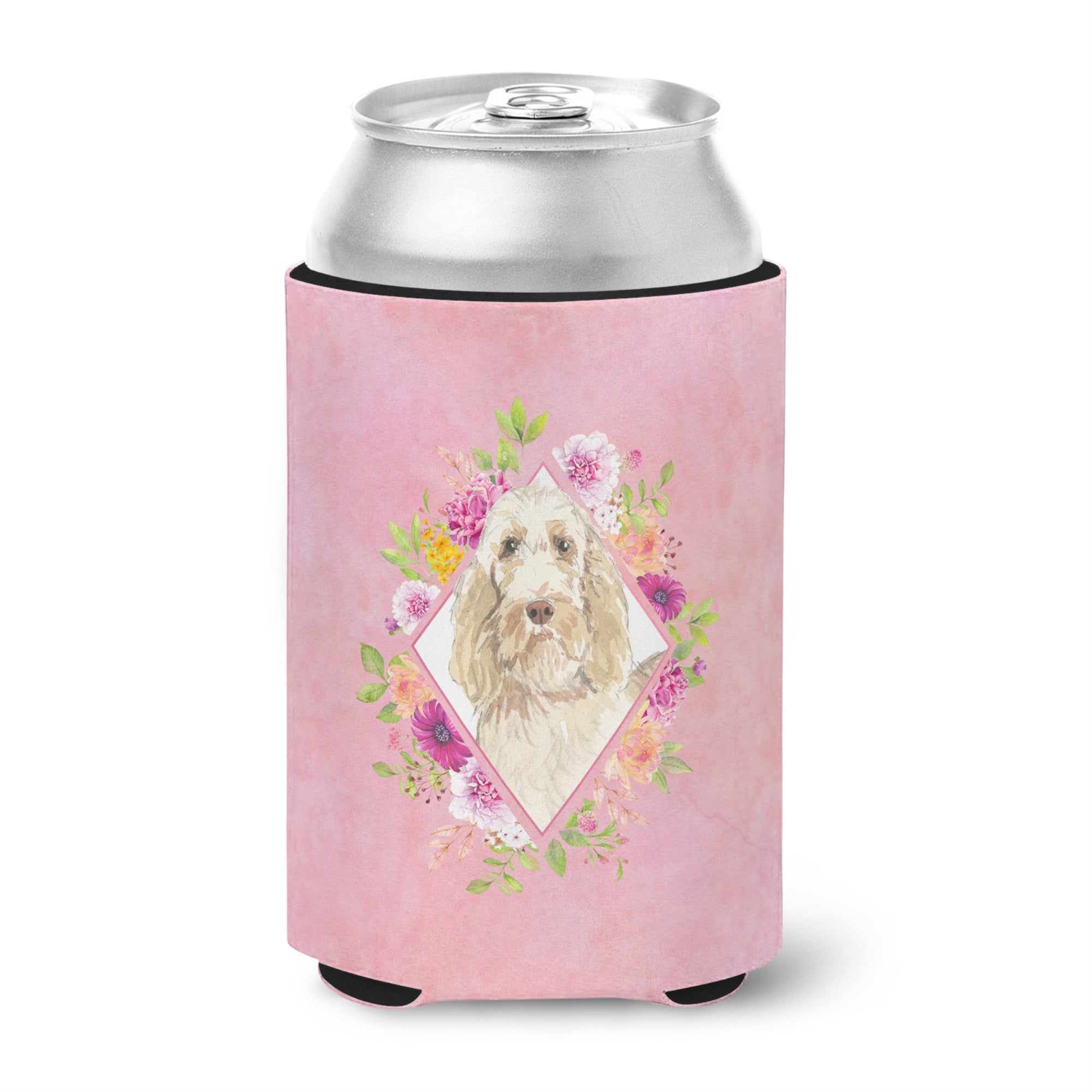 Spinone Italiano Pink Flowers Can Or Bottle Hugger