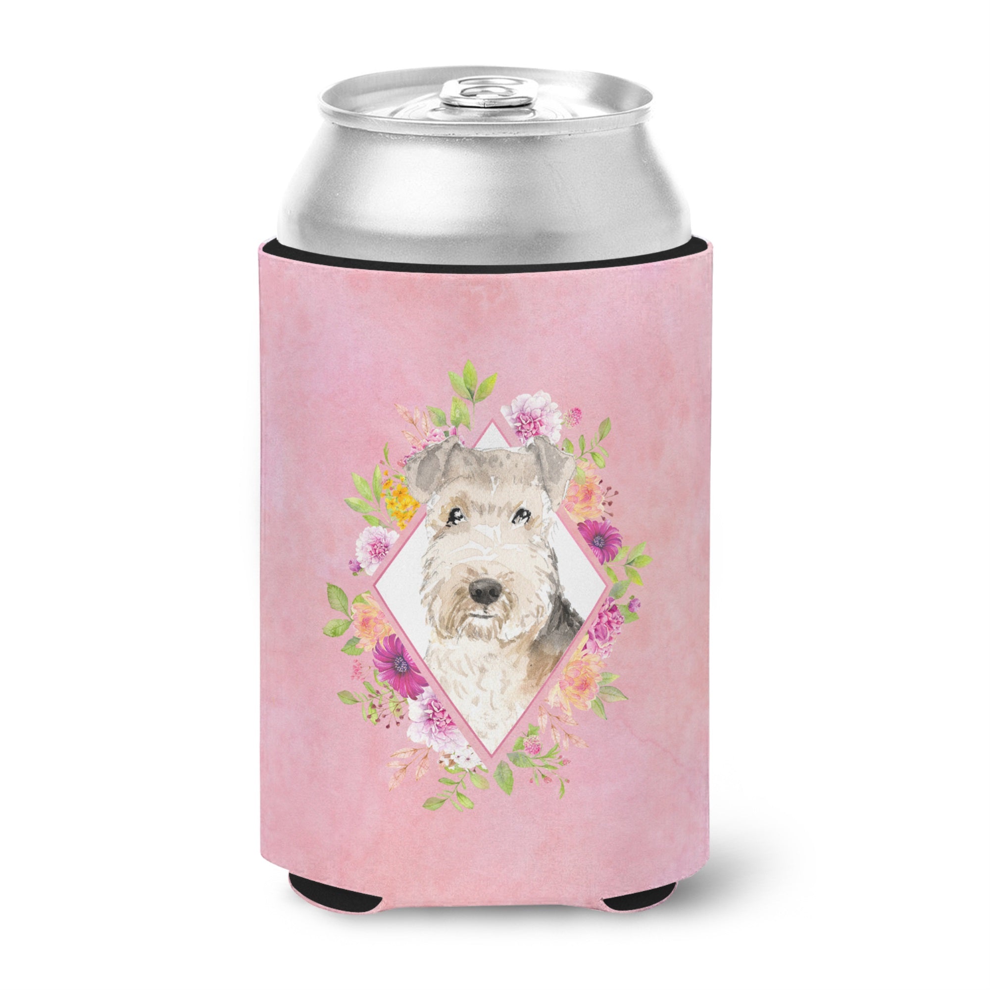 Lakeland Terrier Pink Flowers Can Or Bottle Hugger
