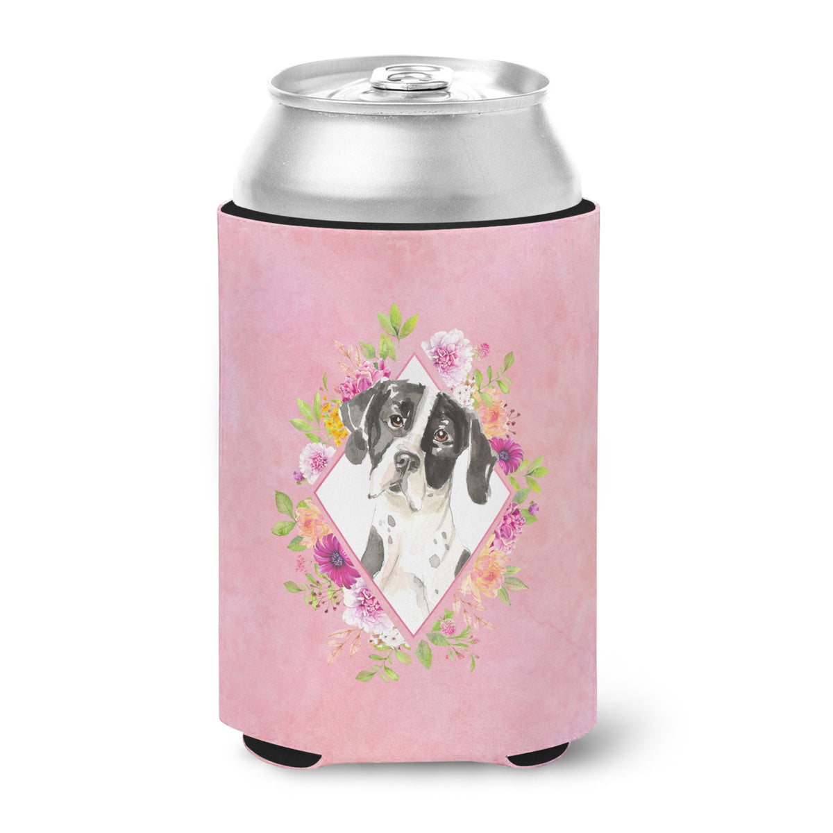 English Pointer Pink Flowers Can Or Bottle Hugger