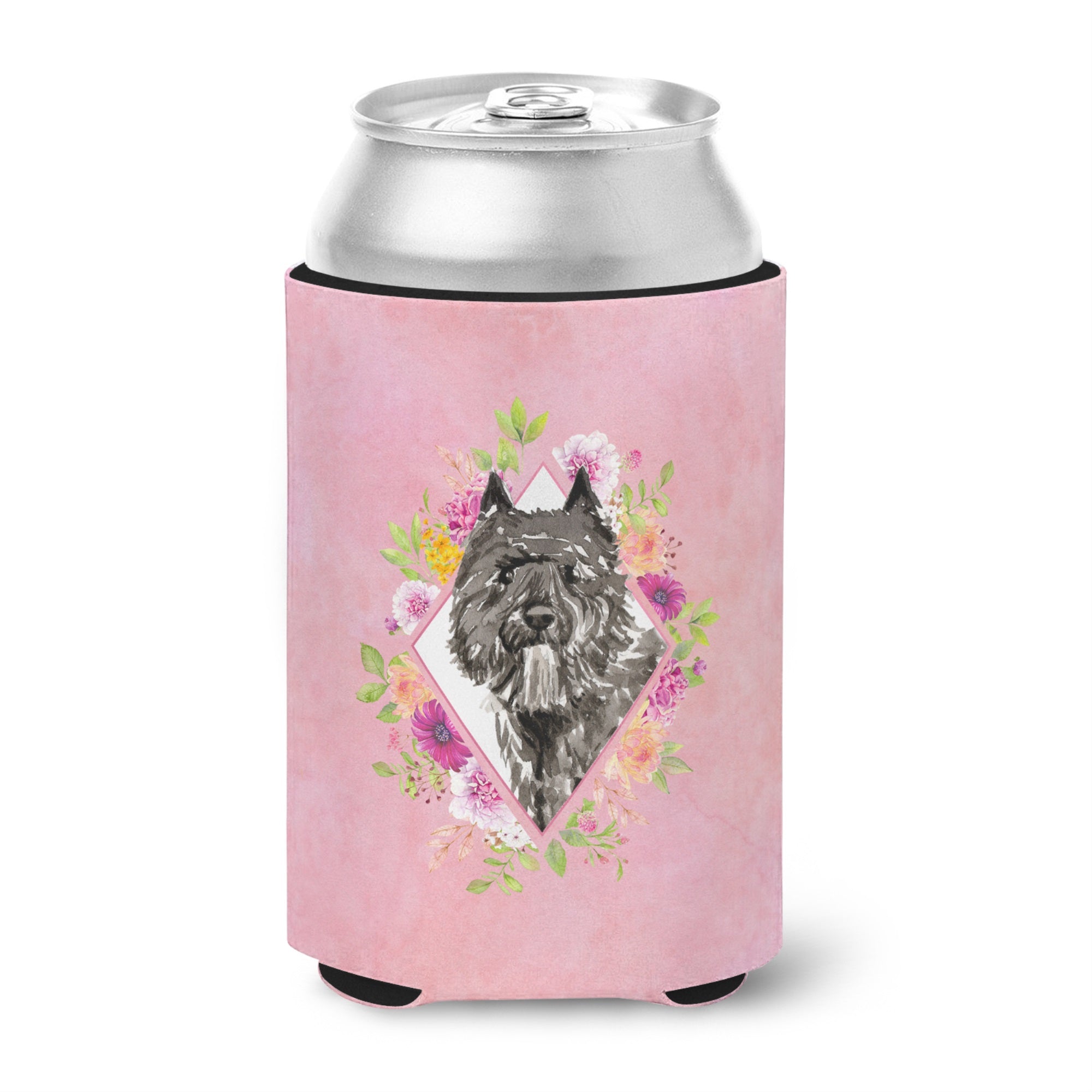 Bouvier Des Flandres Pink Flowers Can Or Bottle Hugger
