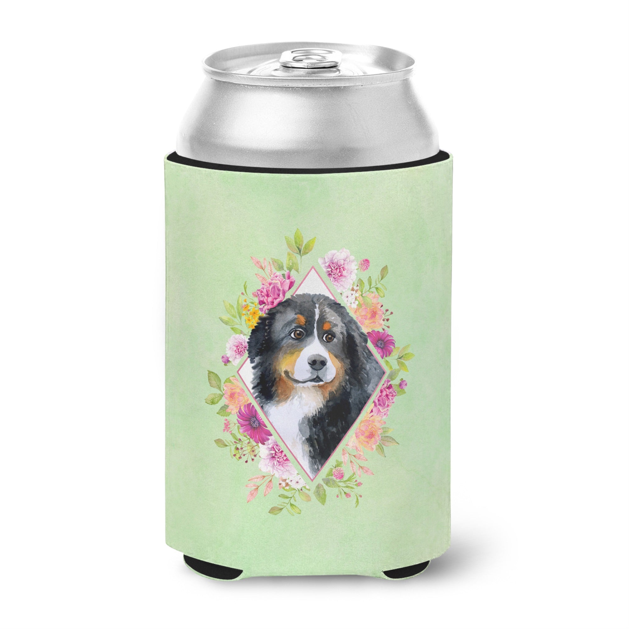 Bernese Mountain Dog Green Flowers Can Or Bottle Hugger