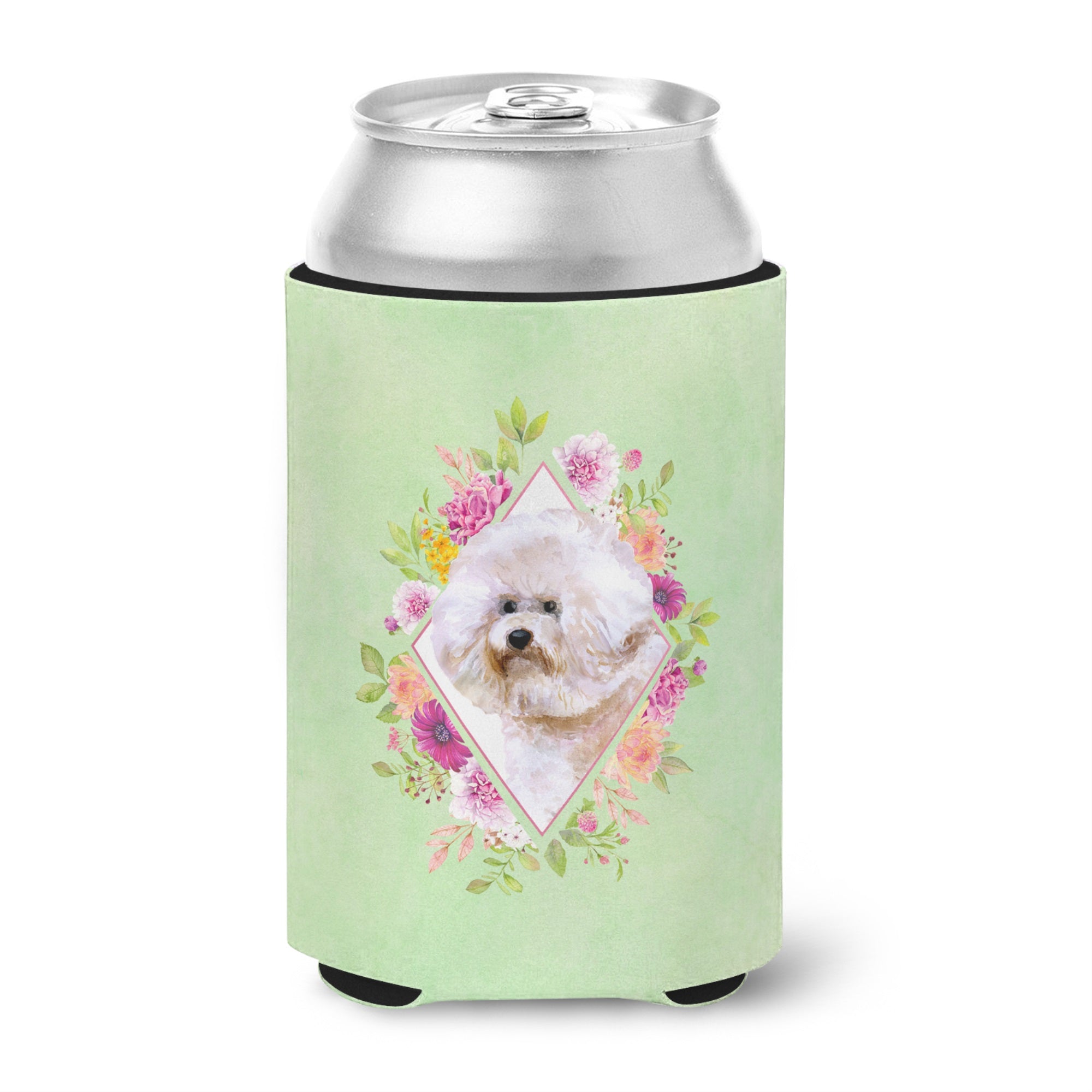 Bichon Fris #1 Green Flowers Can Or Bottle Hugger
