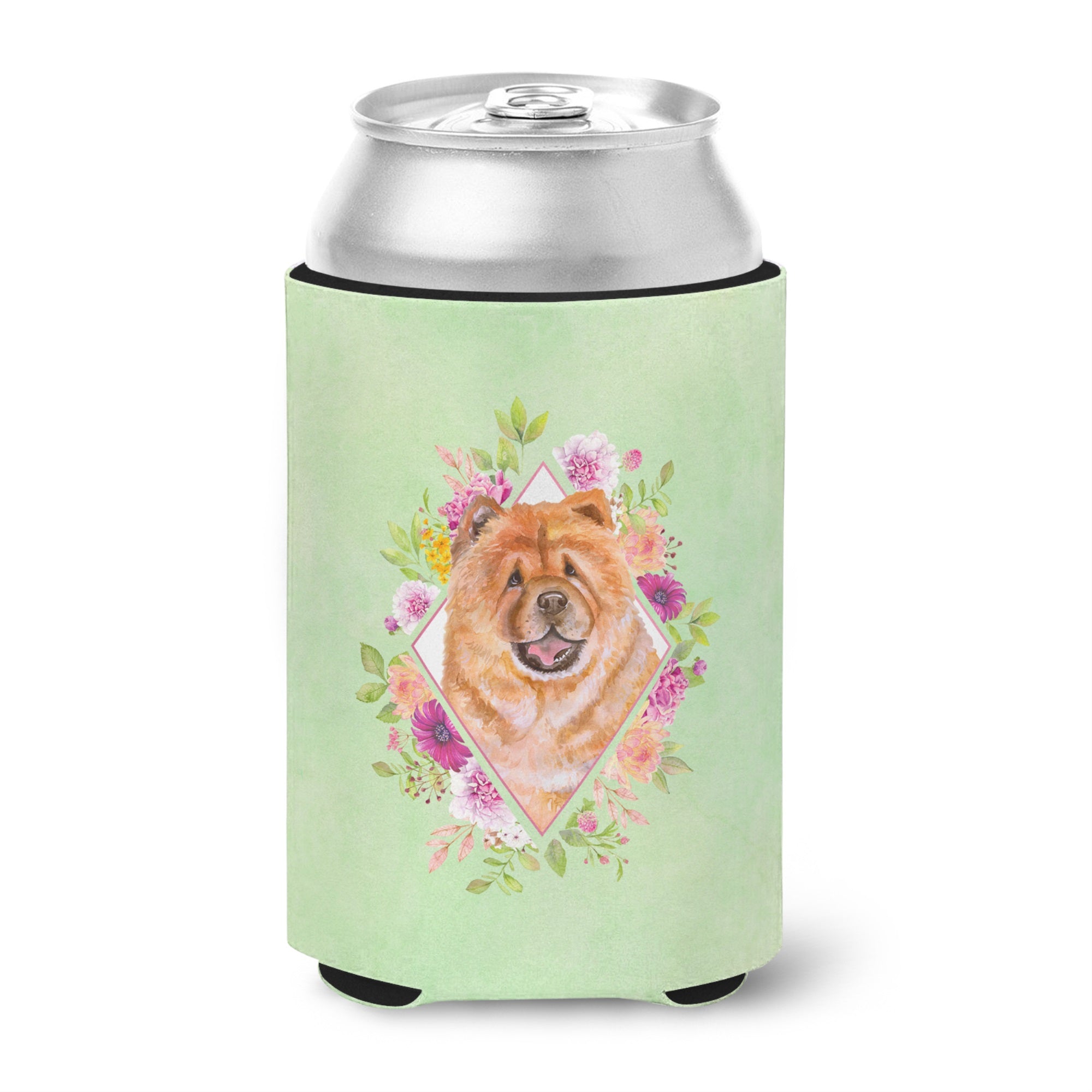 Chow Chow #1 Green Flowers Can Or Bottle Hugger