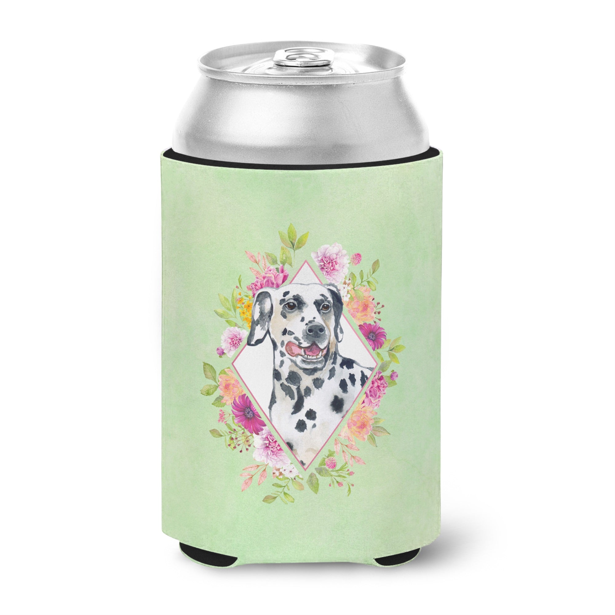 Dalmatian Green Flowers Can Or Bottle Hugger