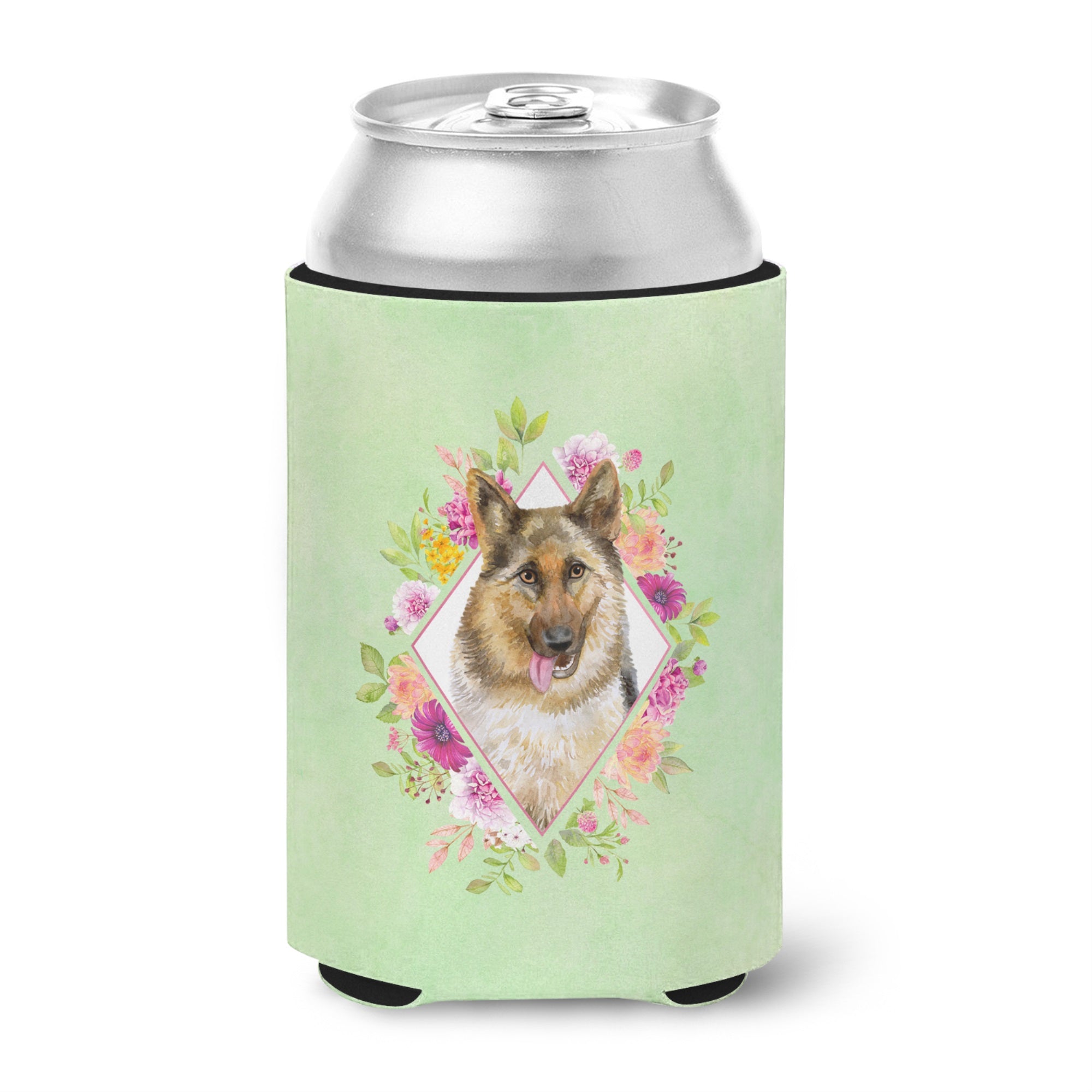 German Shepherd #1 Green Flowers Can Or Bottle Hugger