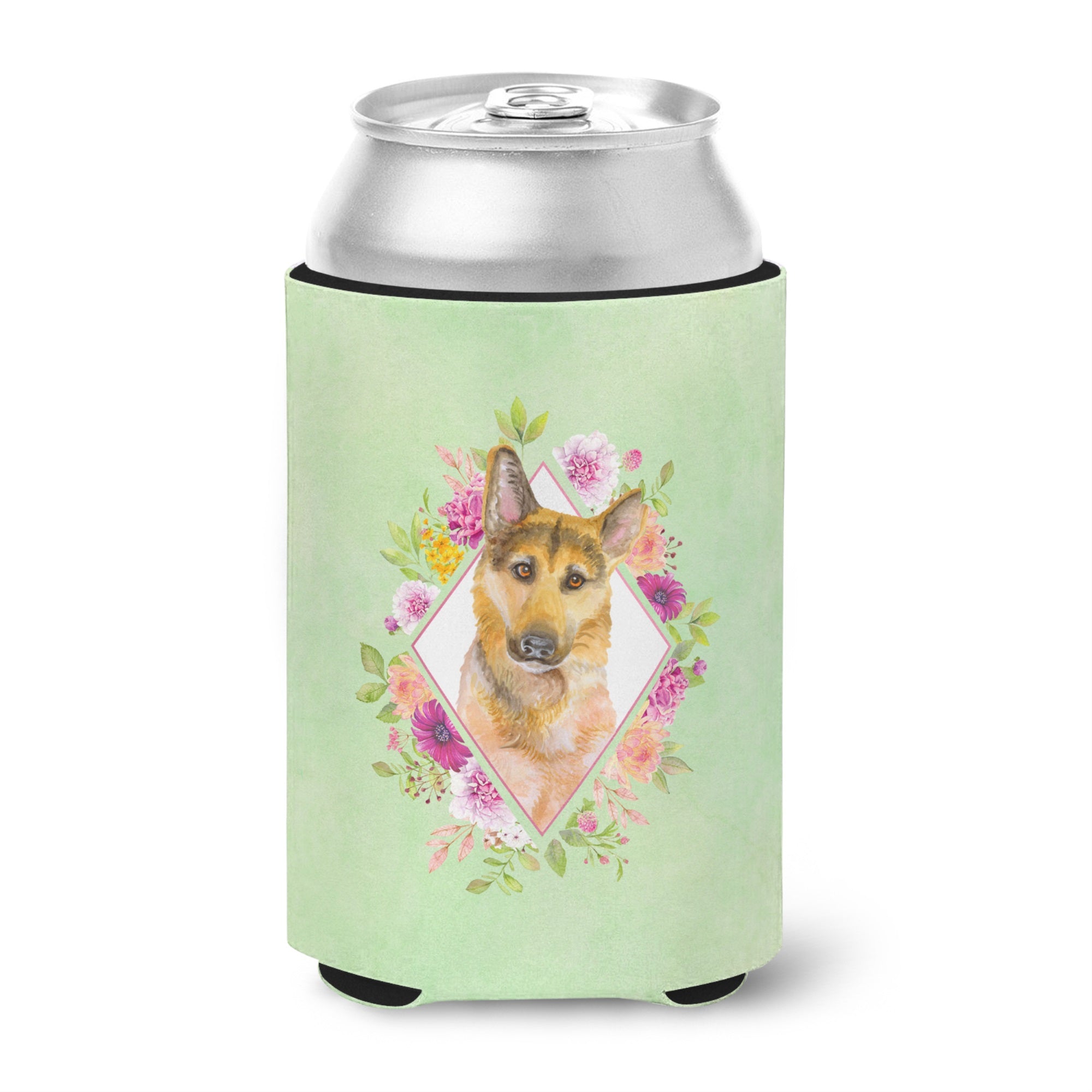 German Shepherd #2 Green Flowers Can Or Bottle Hugger