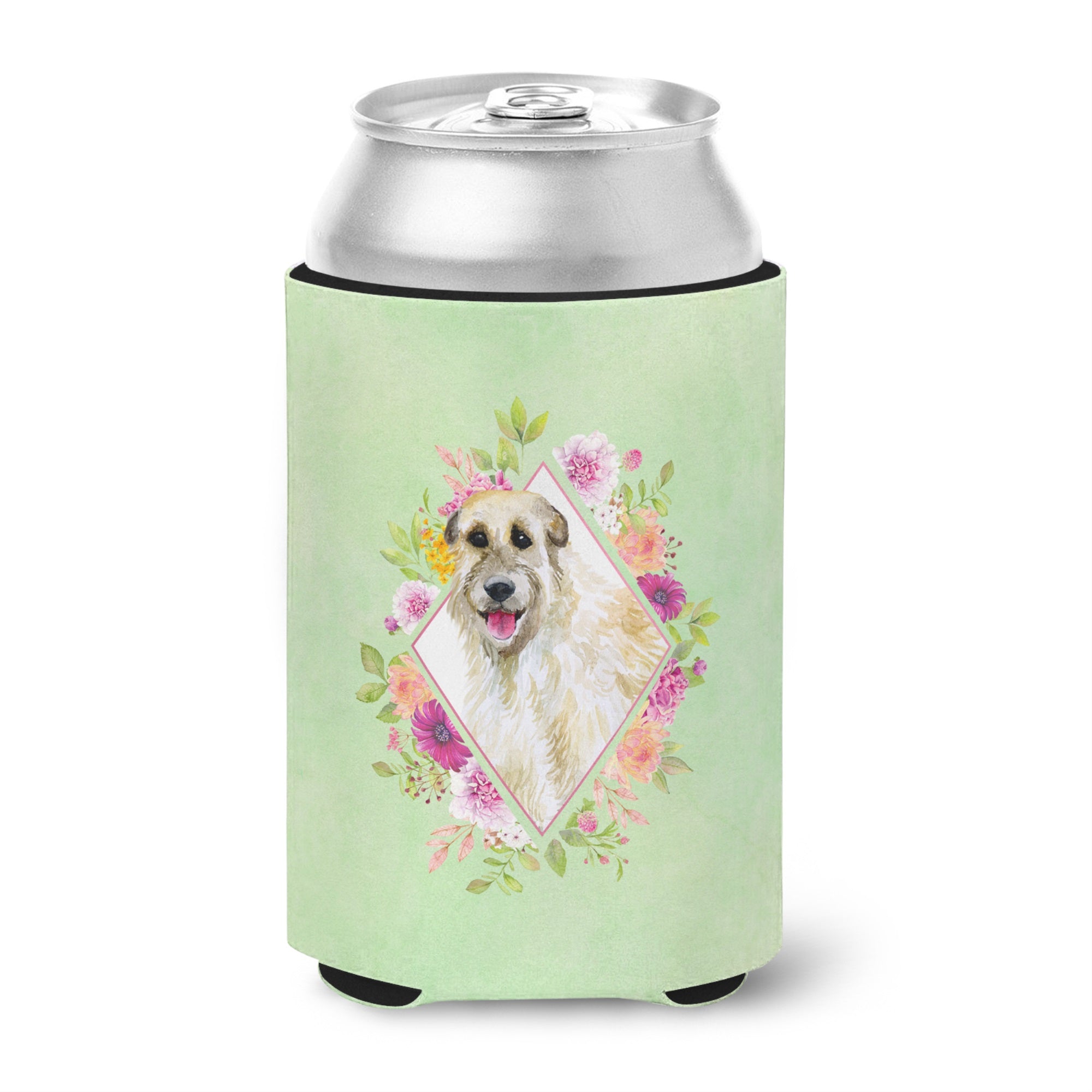 Irish Wolfhound Green Flowers Can Or Bottle Hugger