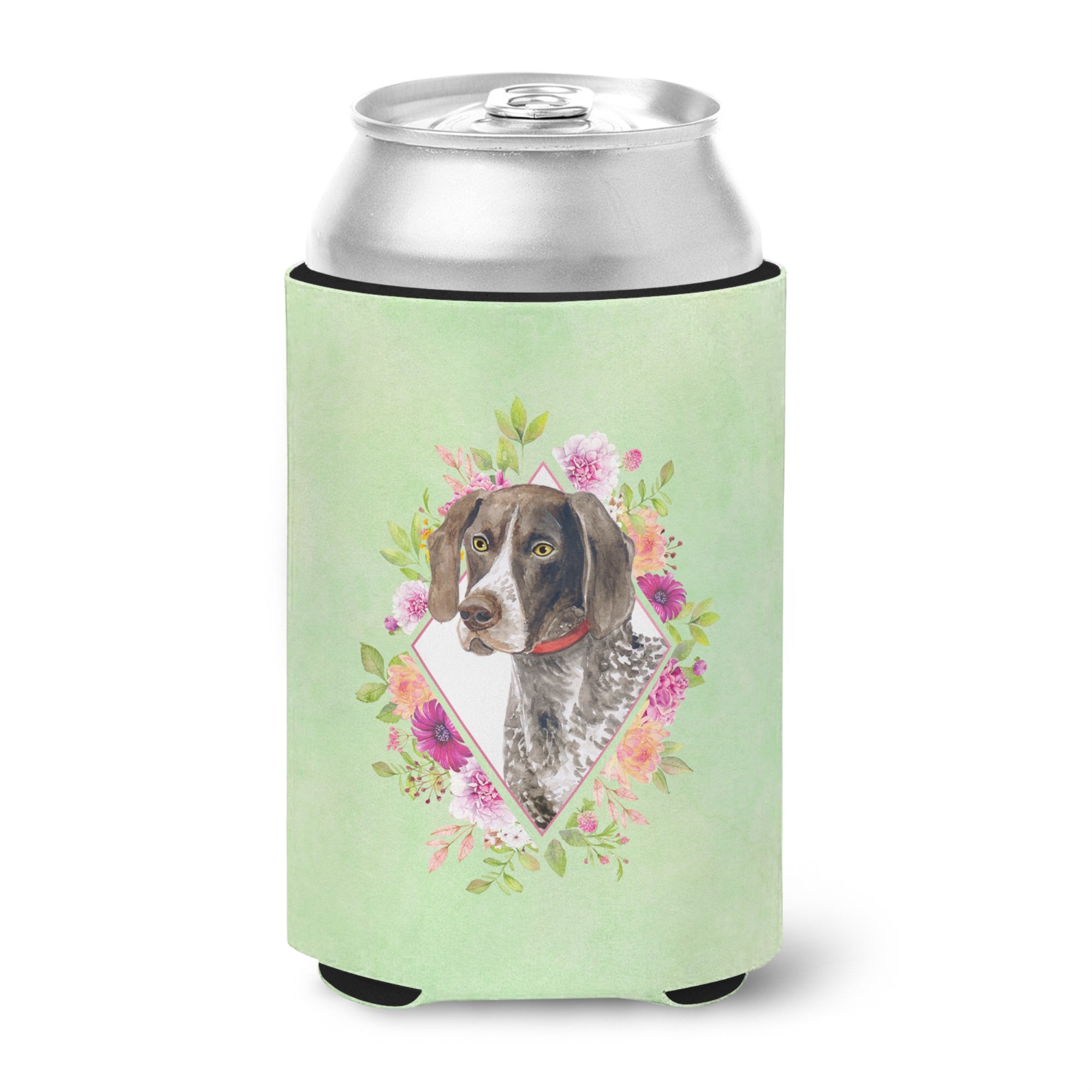 German Shorthaired Pointer Green Flowers Can Or Bottle Hugger