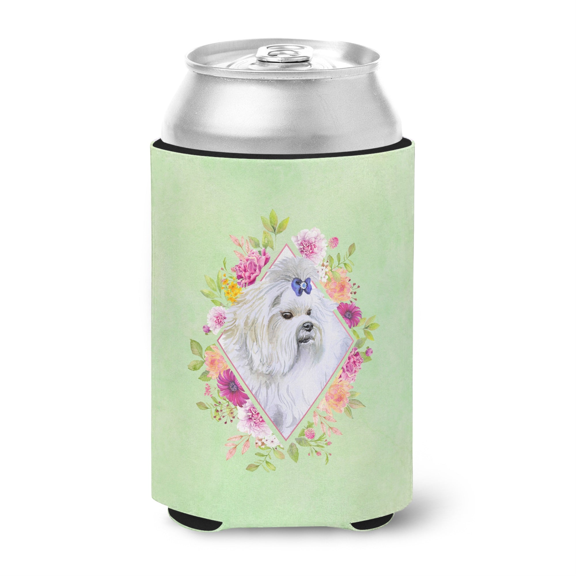 Maltese Green Flowers Can Or Bottle Hugger
