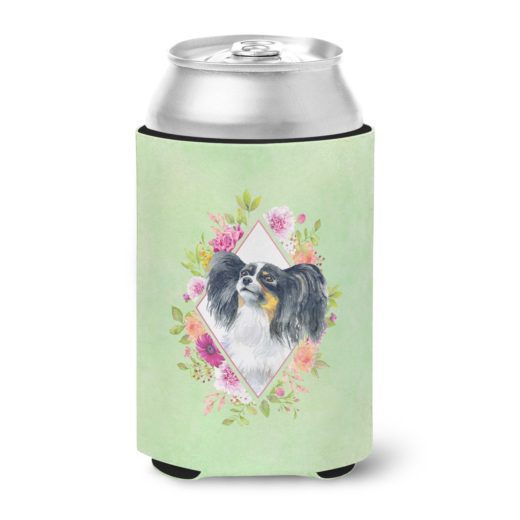 Papillon Green Flowers Can Or Bottle Hugger