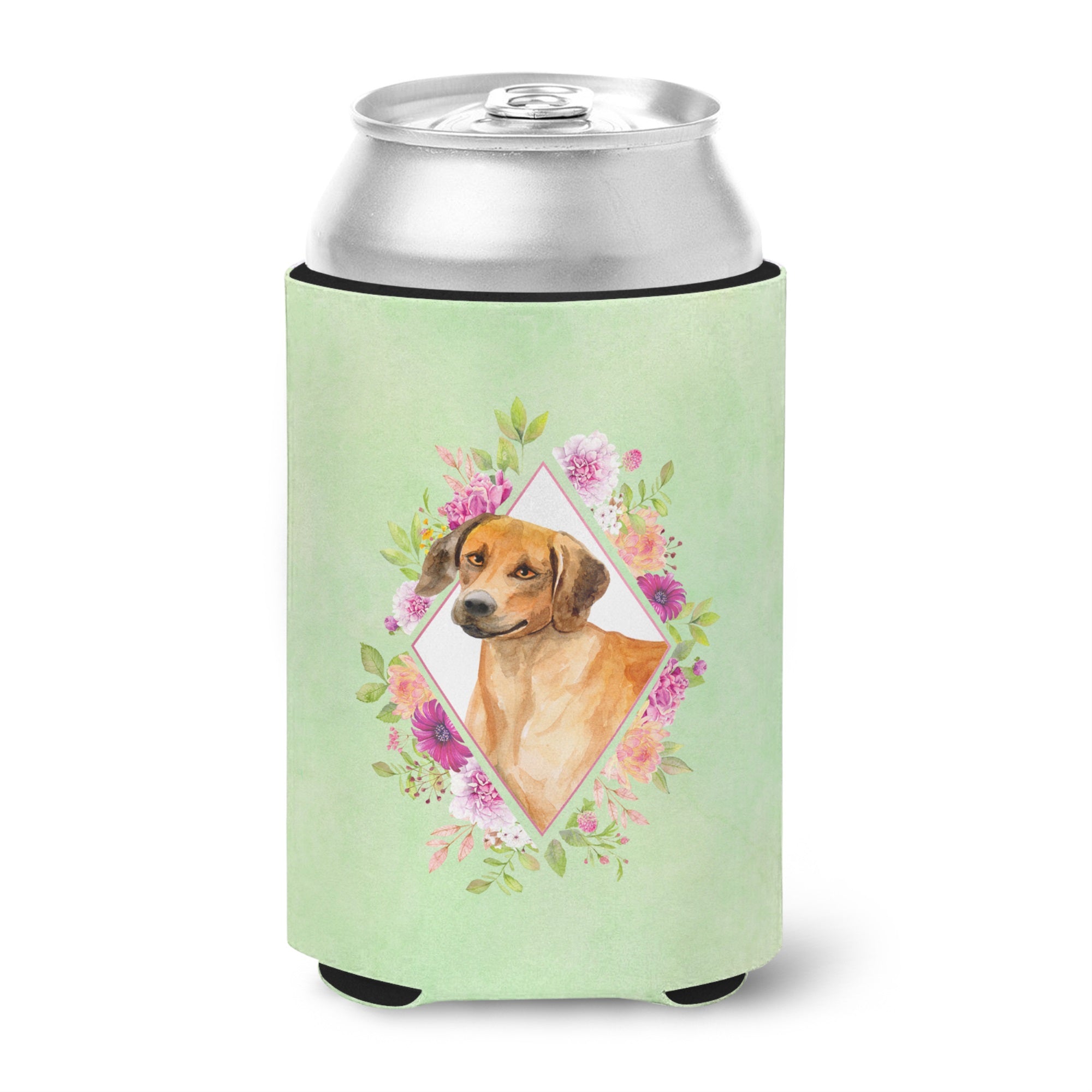 Rhodesian Ridgeback Green Flowers Can Or Bottle Hugger