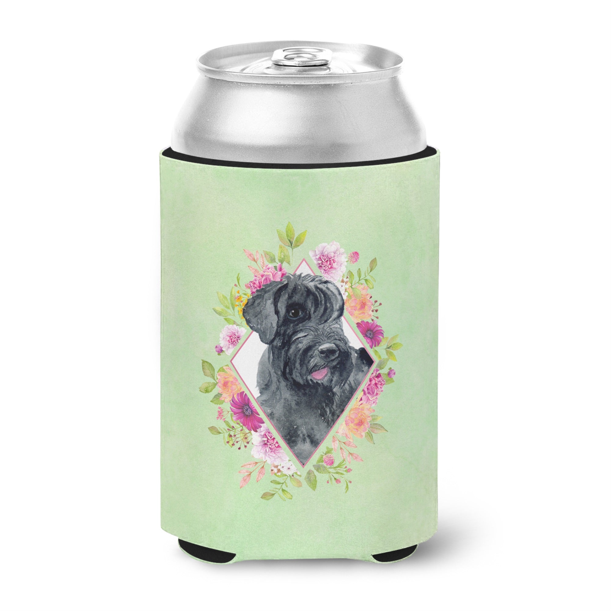 Giant Schnauzer Green Flowers Can Or Bottle Hugger