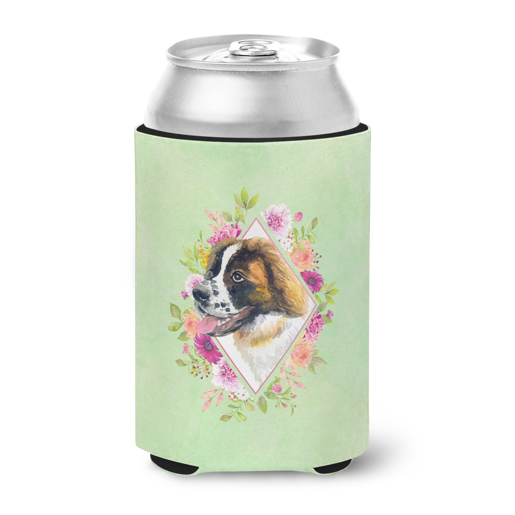 Saint Bernard #2 Green Flowers Can Or Bottle Hugger