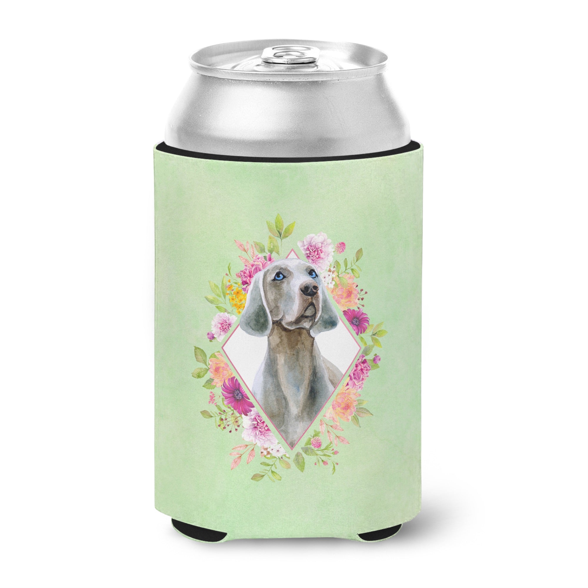 Weimaraner Green Flowers Can Or Bottle Hugger