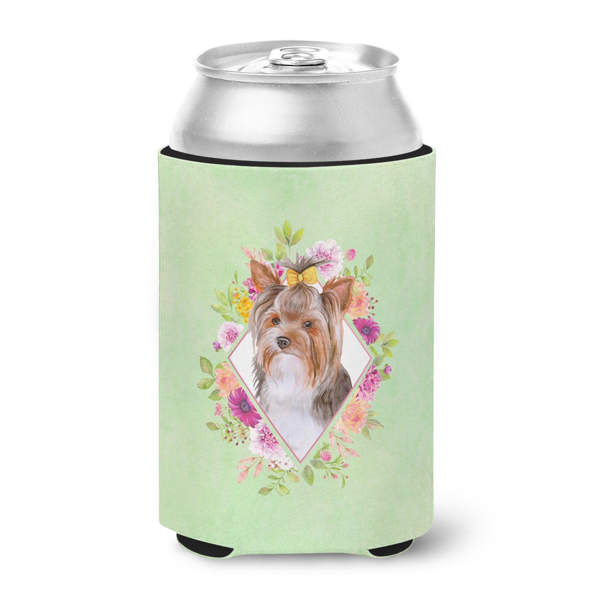 Yorkshire Terrier #1 Green Flowers Can Or Bottle Hugger