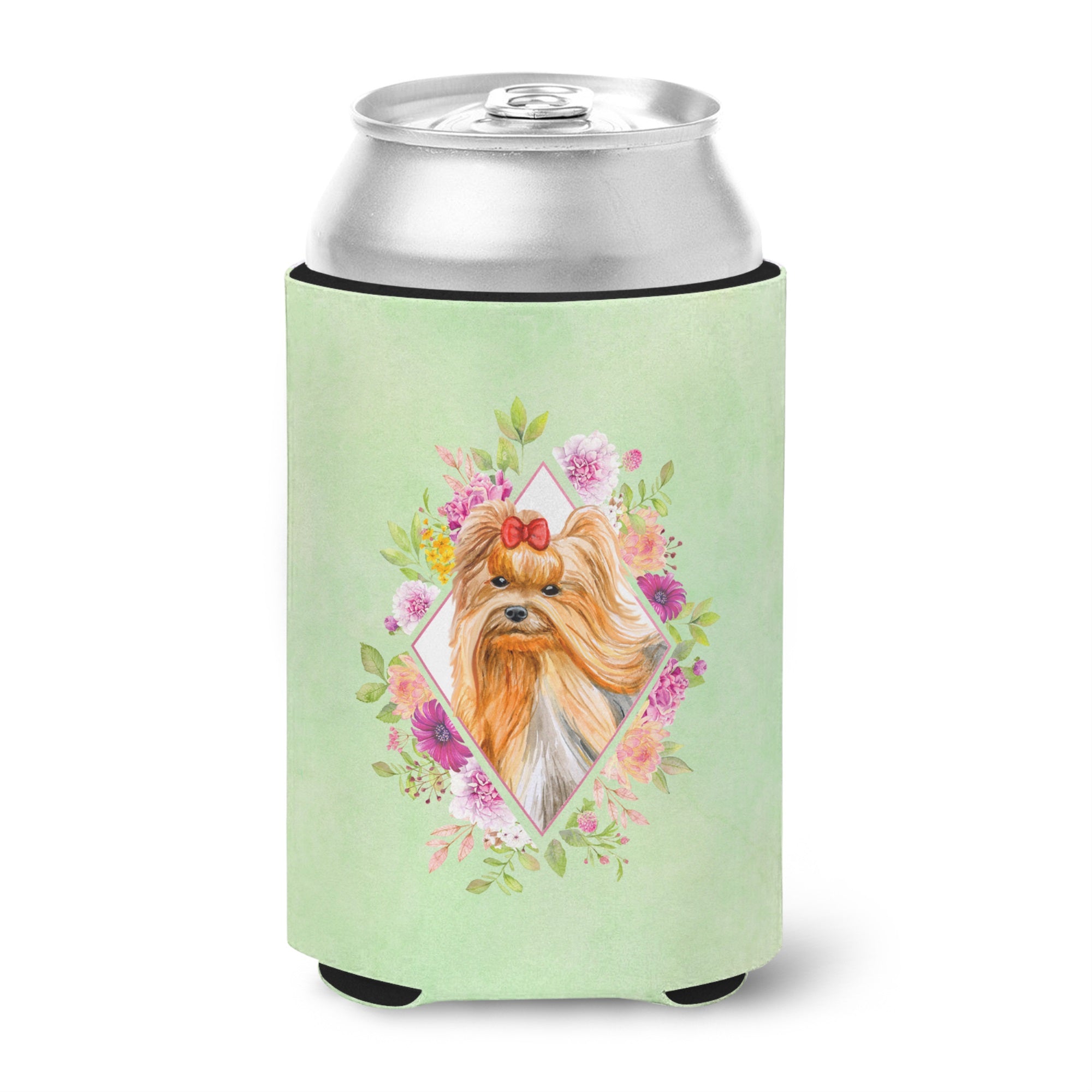 Yorkshire Terrier #2 Green Flowers Can Or Bottle Hugger