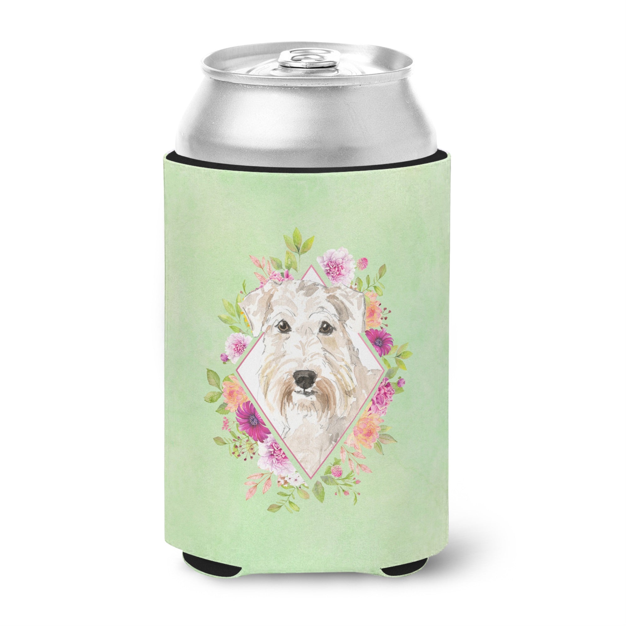 Wheaten Terrier Green Flowers Can Or Bottle Hugger