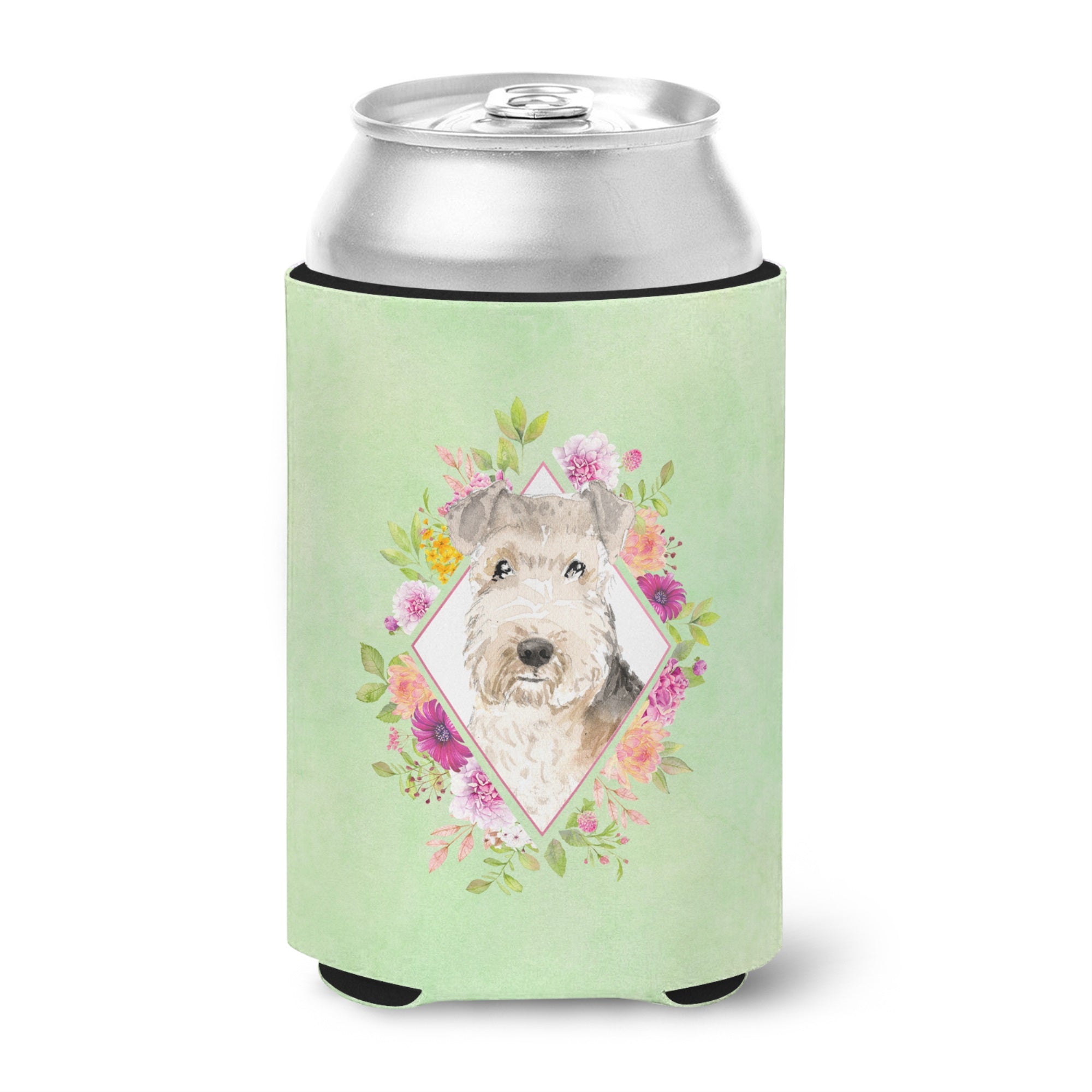 Lakeland Terrier Green Flowers Can Or Bottle Hugger