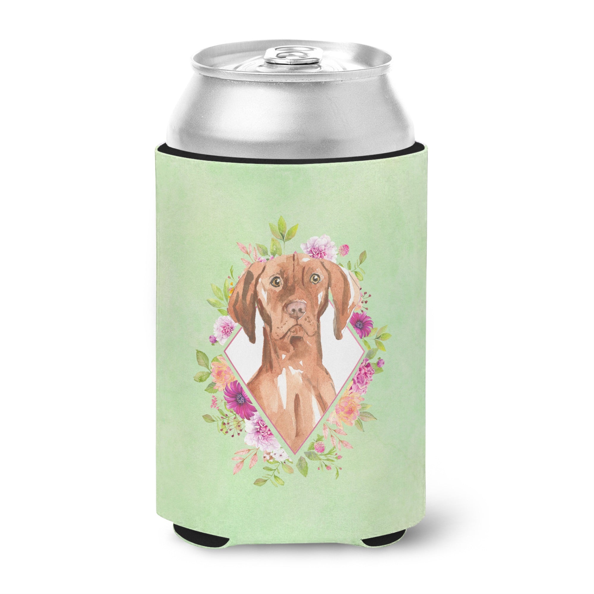 Vizsla Green Flowers Can Or Bottle Hugger