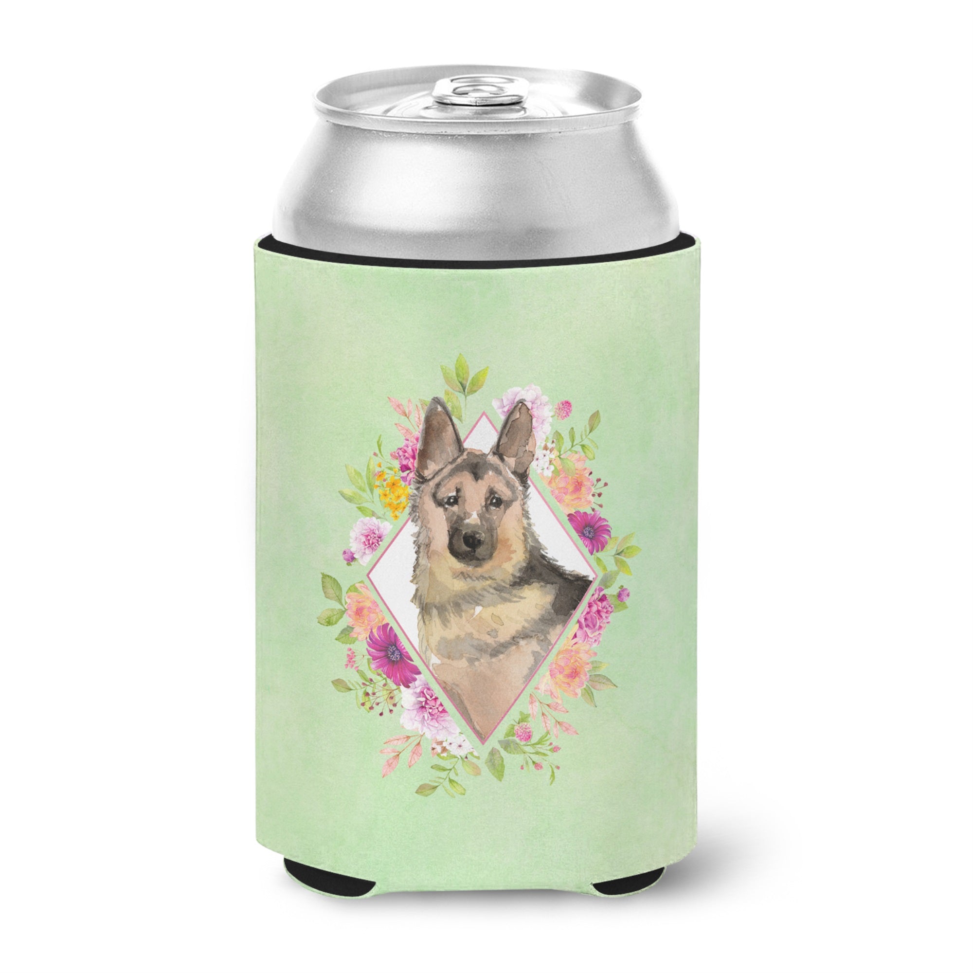 German Shepherd Green Flowers Can Or Bottle Hugger