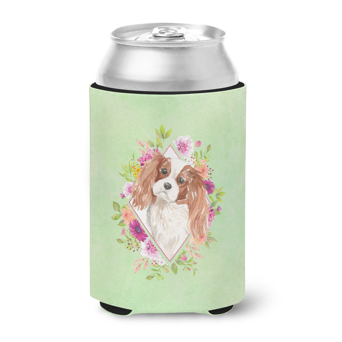 Blenheim Cavalier Spaniel Green Flowers Can Or Bottle Hugger