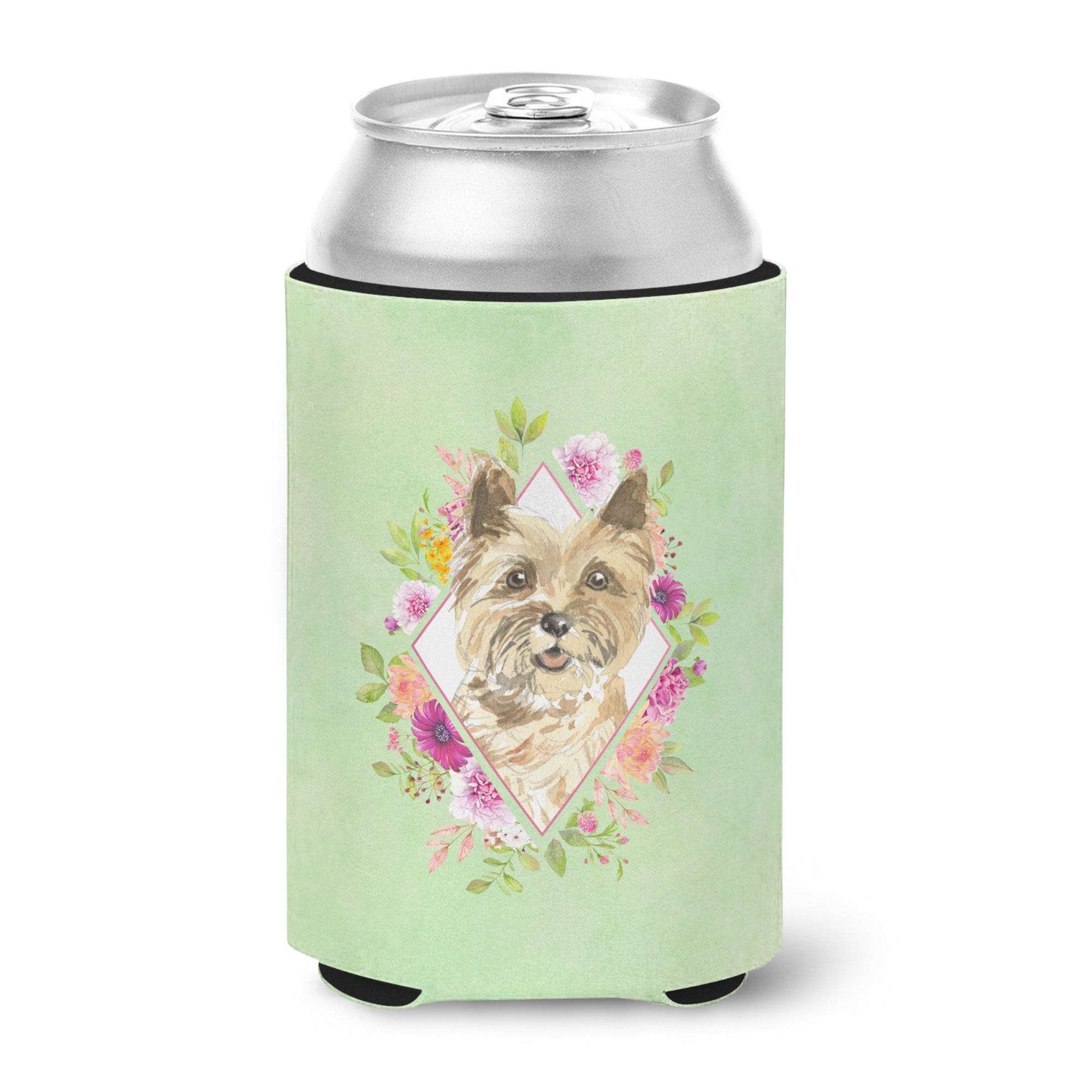 Cairn Terrier Green Flowers Can Or Bottle Hugger