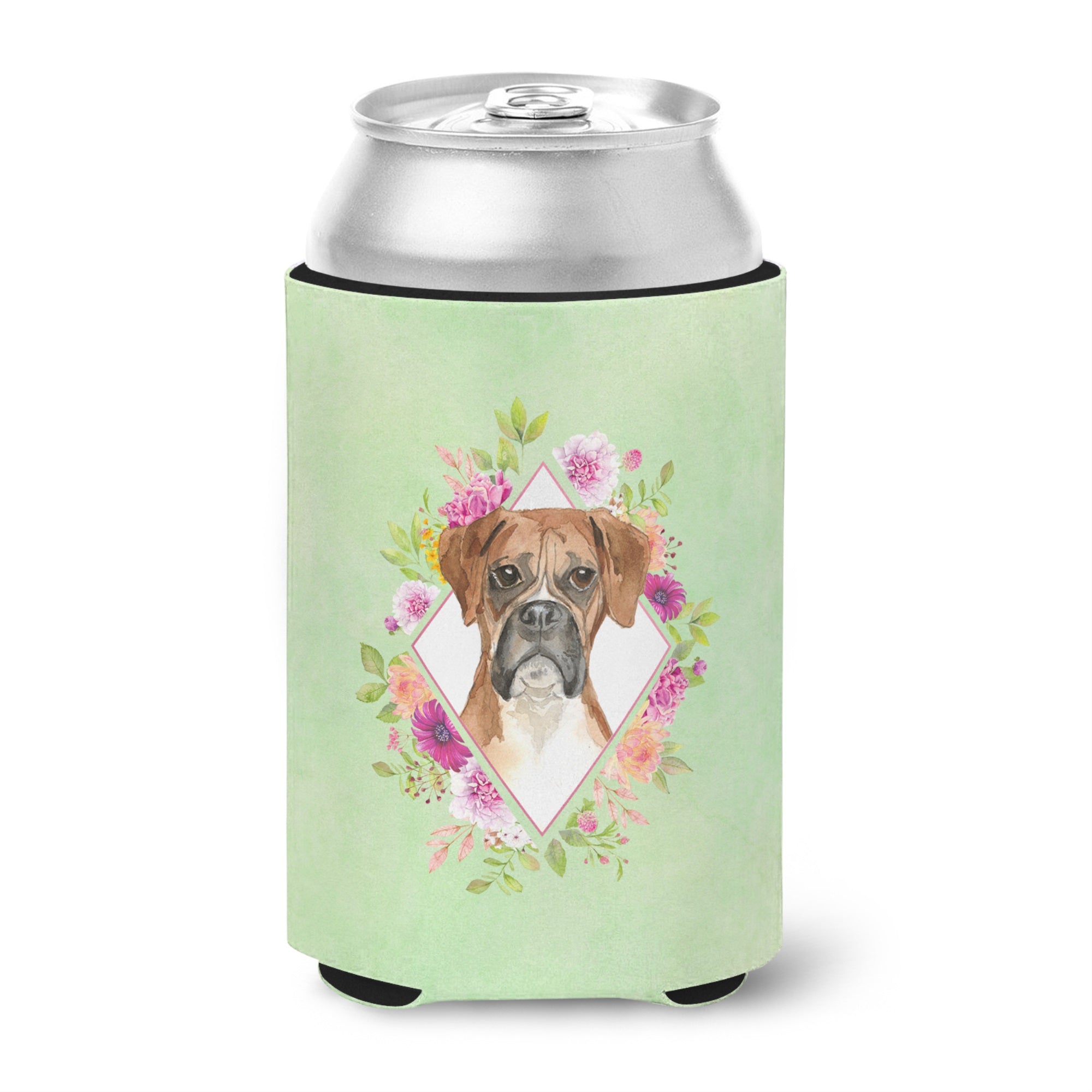 Boxer Green Flowers Can Or Bottle Hugger
