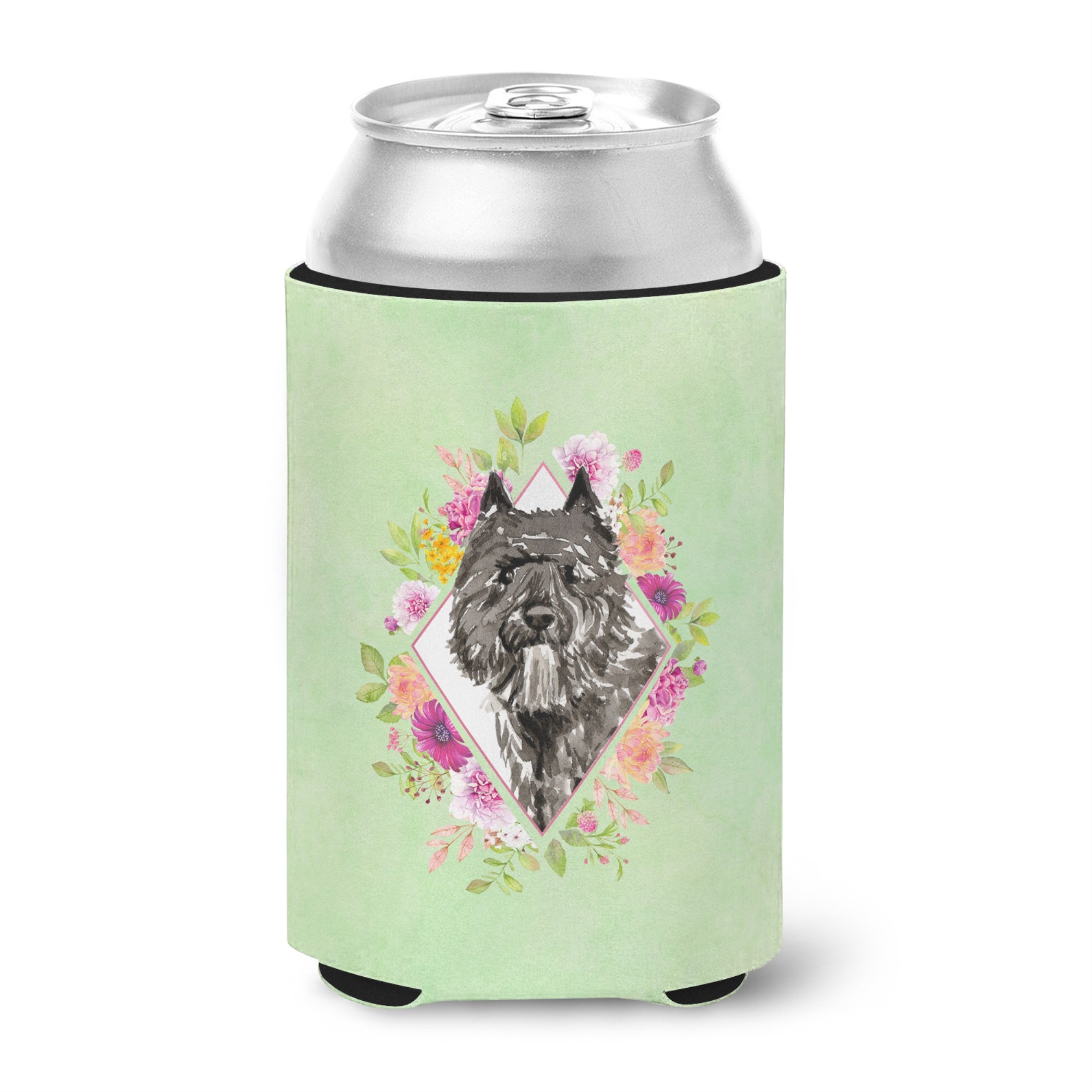 Bouvier Des Flandres Green Flowers Can Or Bottle Hugger