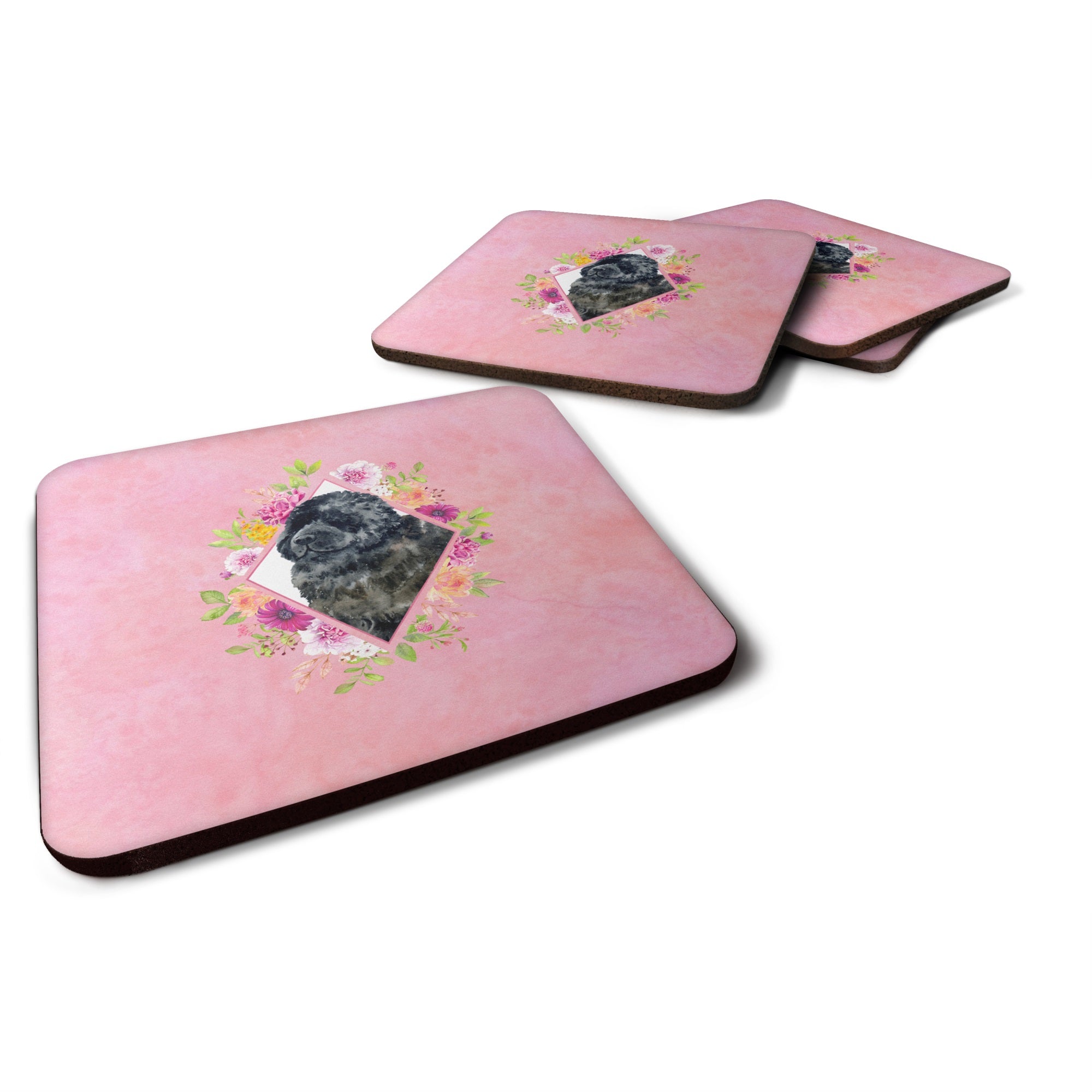 Newfoundland Pink Flowers Foam Coaster Set Of 4