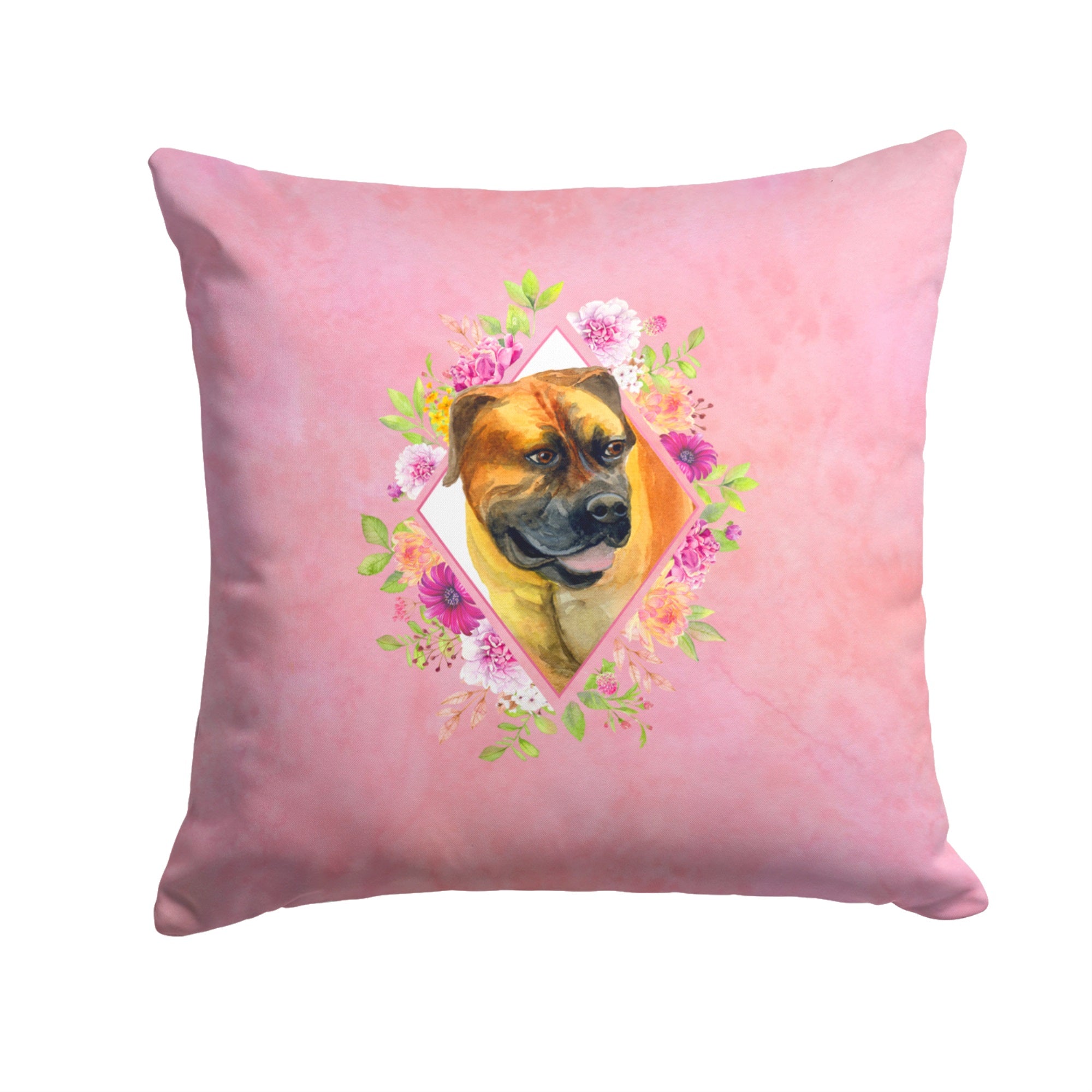 Borboel Mastiff Pink Flowers Fabric Decorative Pillow
