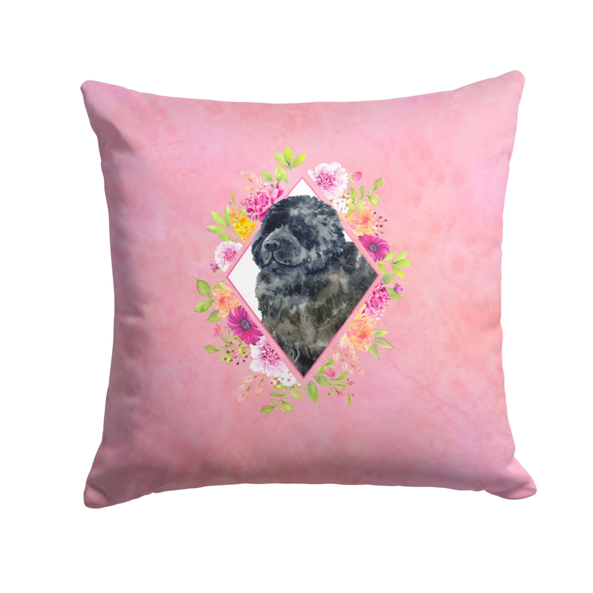 Newfoundland Pink Flowers Fabric Decorative Pillow