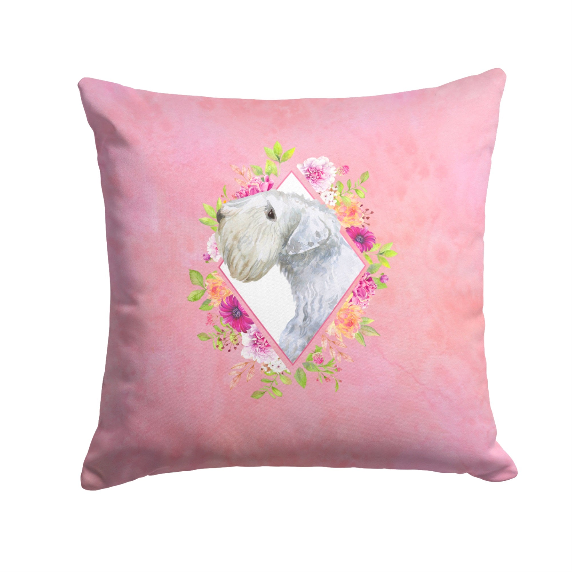 Sealyham Terrier Pink Flowers Fabric Decorative Pillow
