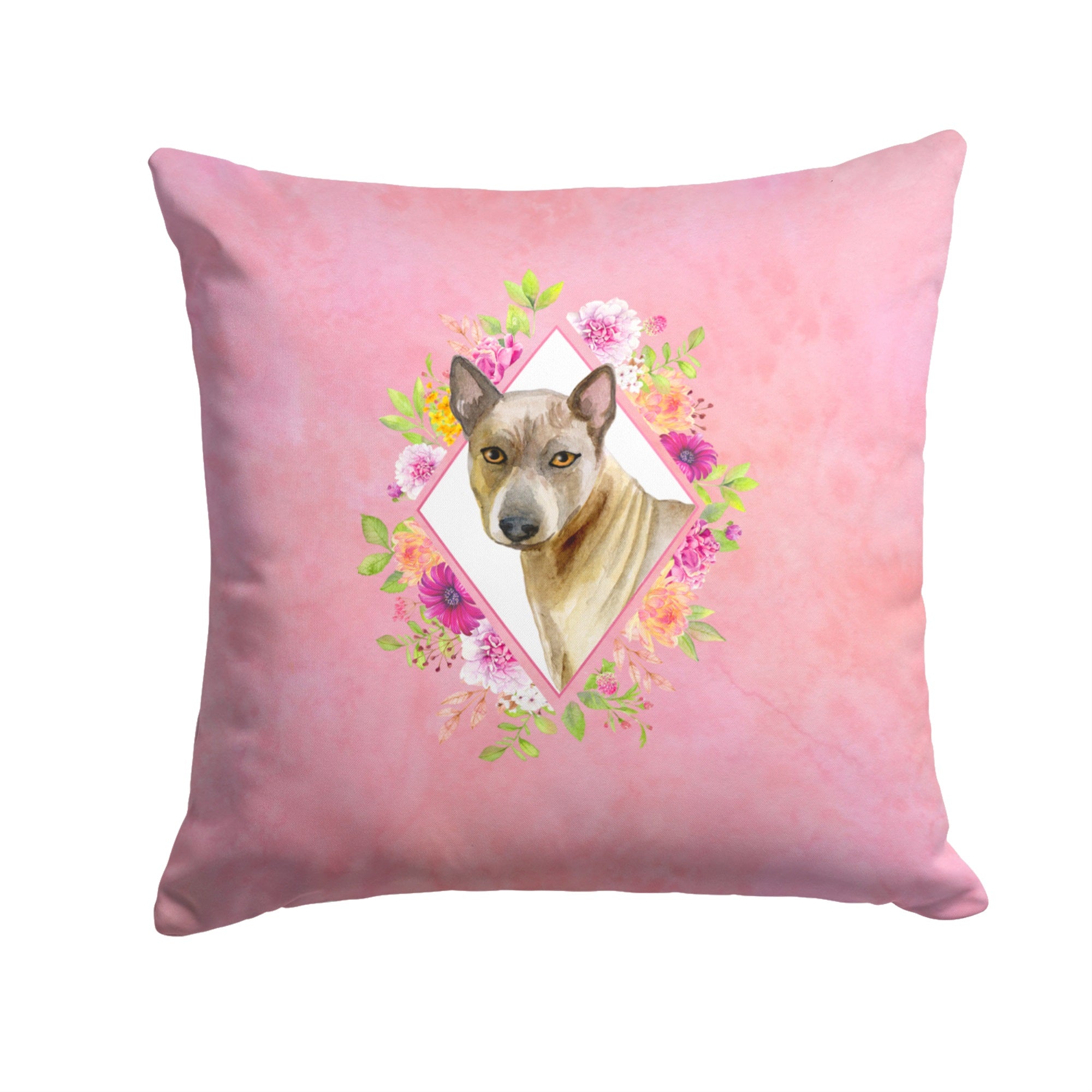 Thai Ridgeback Pink Flowers Fabric Decorative Pillow